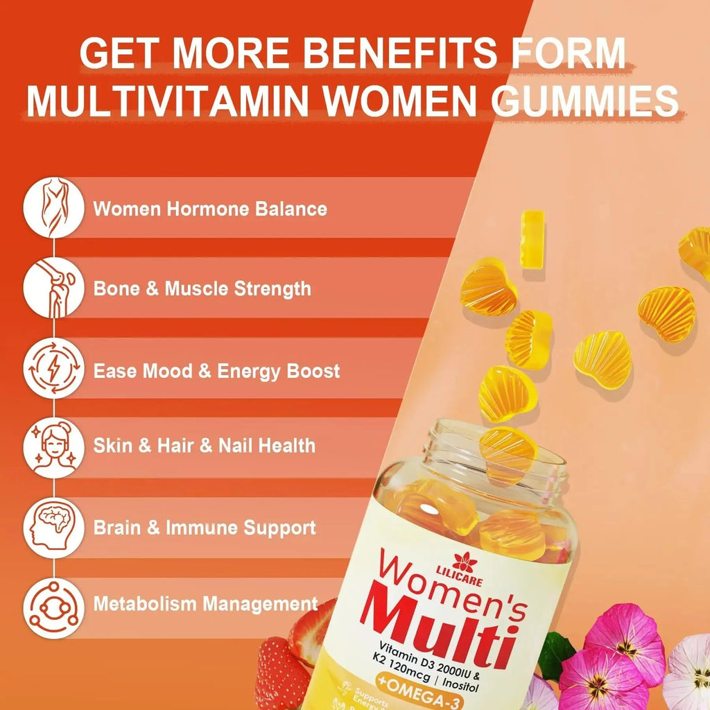 LILICARE Womens Multivitamin Gummies Vegan Omega3 Gummies 1280mg LILICARE Au supplements