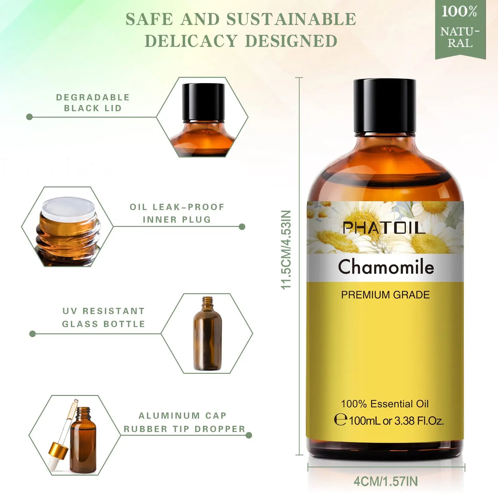 PHATOIL 100ML Chamomile Essential Oil - 3.38FL.OZ Essential Oils for Diffusers for Home PHATOIL Au supplements
