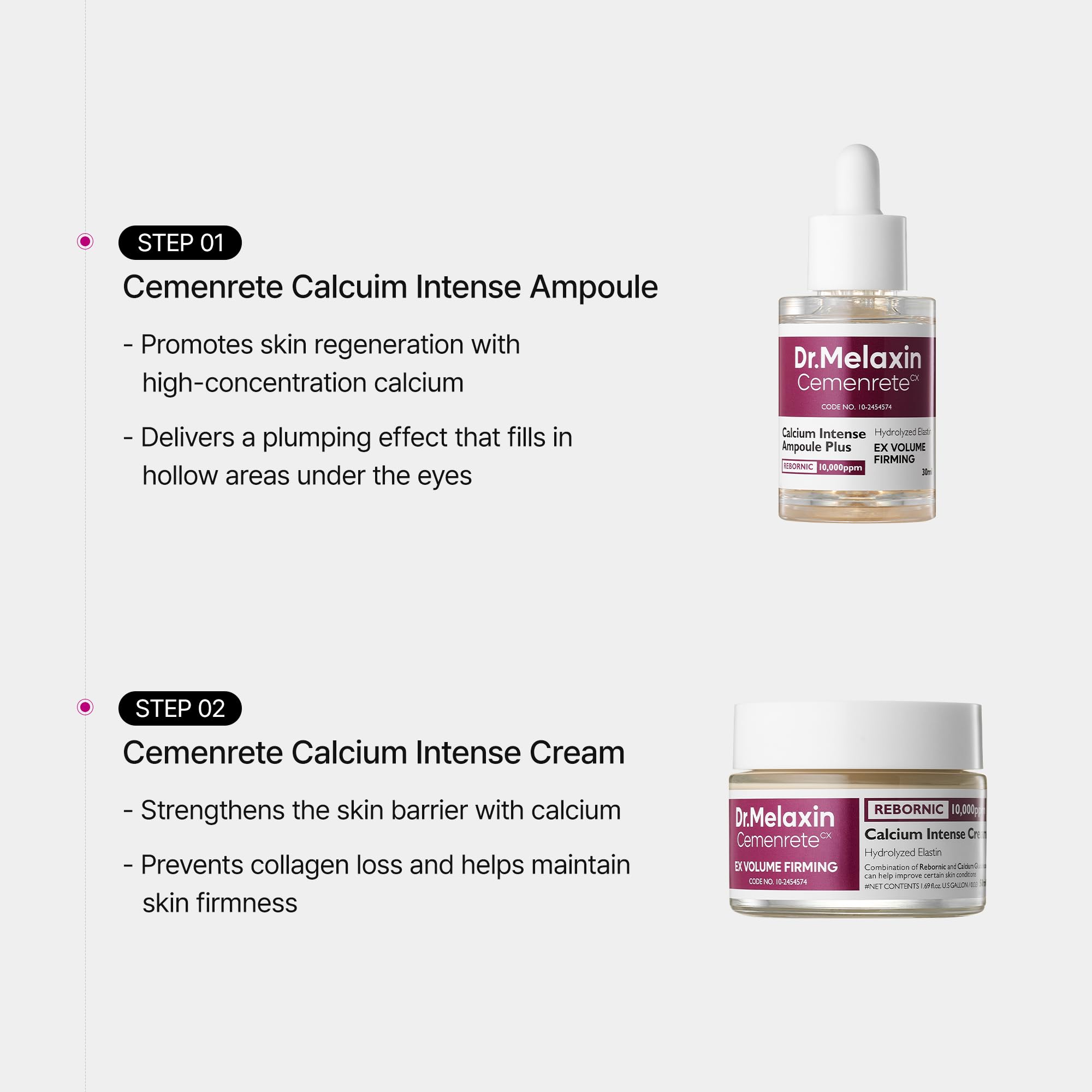 Dr.Melaxin Calcium Intense Firming Cream 50ml (1.69 fl oz) – Rebornic 10,000ppm, Niacinamide & Hydrolyzed Elastin