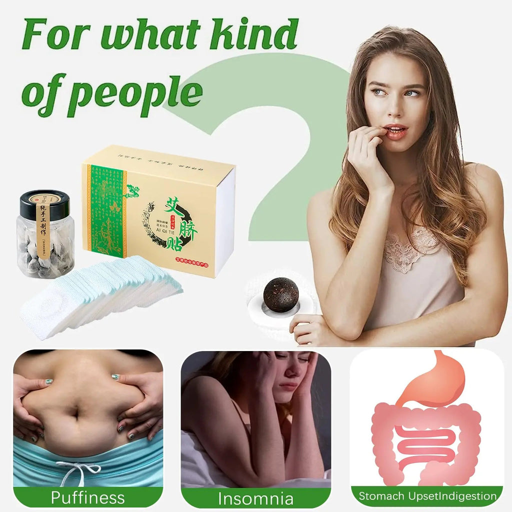 Mugwort Belly Patch,30Pcs Natural Wormwood Essence Pills and 30Pcs Belly Sticker, Moxa Hot BENJEN Au supplements