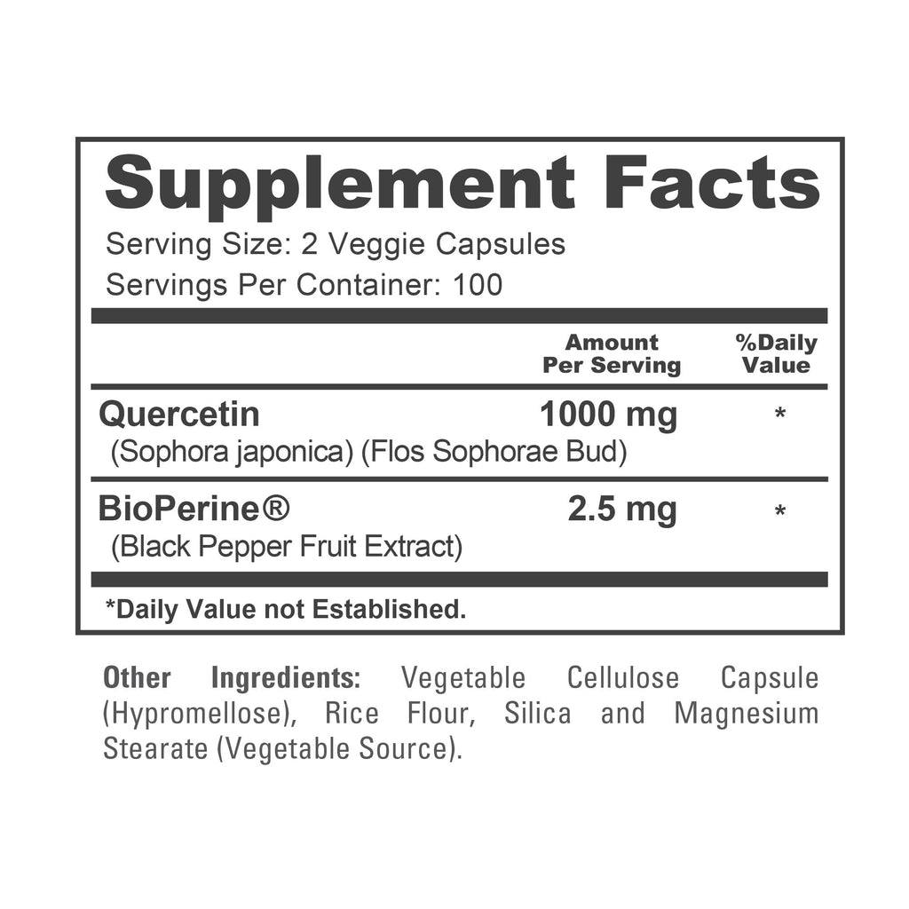 NusaPure Quercetin - Suitable for Vegetarian/Vegan, Non - GMO - 1000 mg - 200 Capsules NusaPure Au supplements