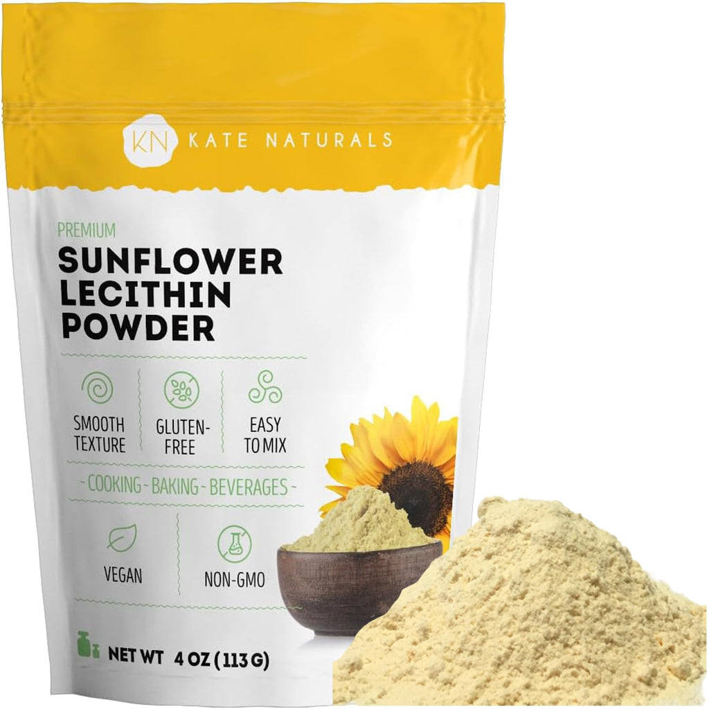 Kate Naturals Sunflower Lecithin Powder for Baking Bread, Gummies, Cooking. Lecithin Supplement for Clogged Milk Ducts.