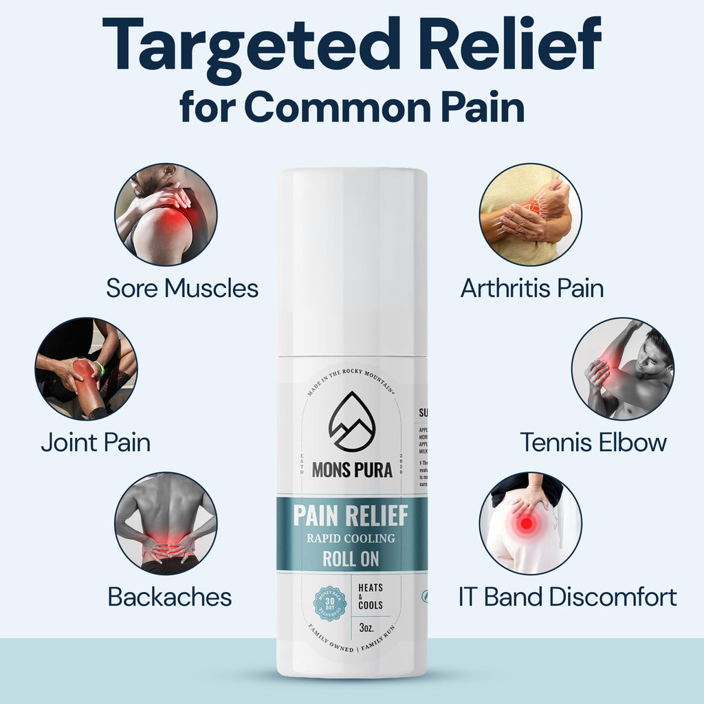 Mons Pura Roll On Pain Relief with Menthol, Arnica, Rosemary & Essential Oils - Extra Strength Arnica Roll On Fast Cooling Muscle & Joint Relief for Arthritis, Back Pain & Sciatica (3oz) Mons Pura Au supplements