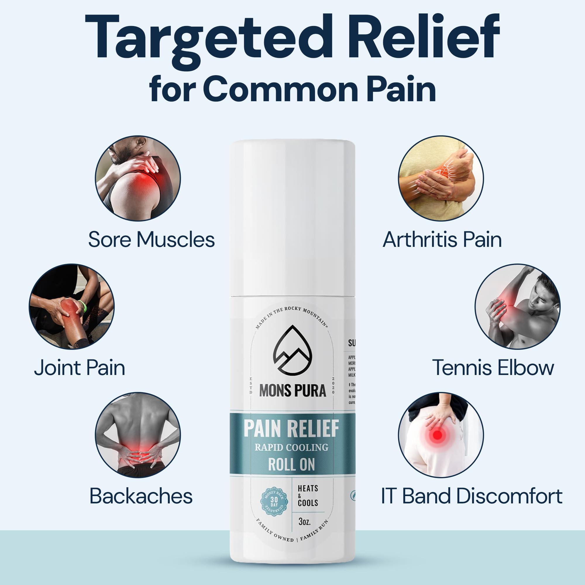 Mons Pura Roll On Pain Relief with Menthol, Arnica, Rosemary & Essential Oils - Extra Strength Arnica Roll On Fast Cooling Muscle & Joint Relief for Arthritis, Back Pain & Sciatica (3oz) Mons Pura Au supplements