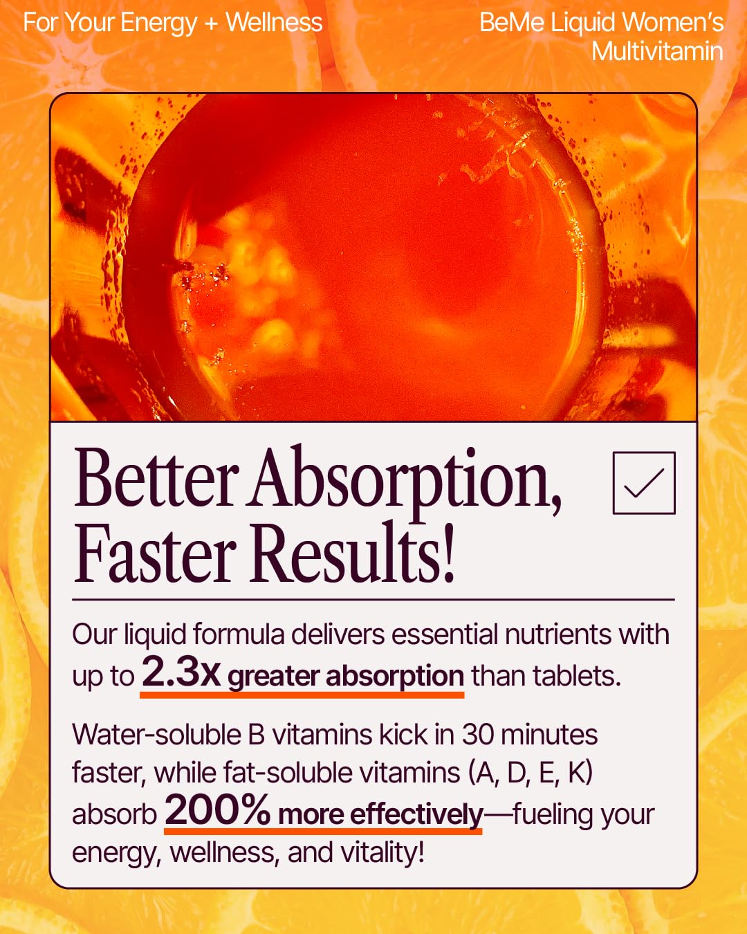 BeMe Liquid Multivitamins for Women - Advanced Liquid Delivery System with 13 Vitamins & Minerals - Tear & Go Sachets, Non-GMO, Orange Flavor (15 Sachets) BeMe Au supplements
