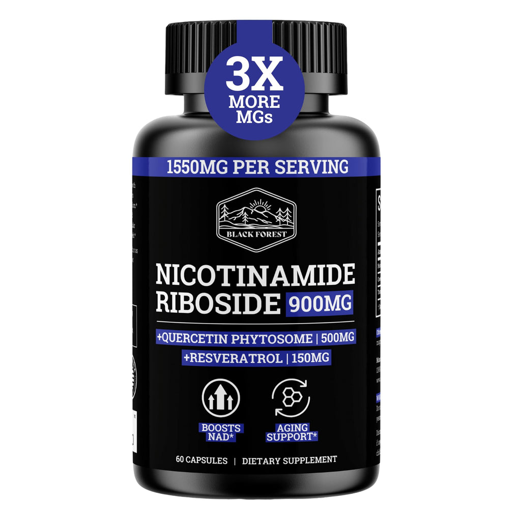 Black Forest NAD Nicotinamide Riboside 900 mg (Liposomal Nicotinamide Riboside 900mg Resveratrol, Quercetin 500mg & 150mg of NAD Resveratrol Supplement) 1550 MGS NR Supplement 900mg NAD+ Black Forest Au supplements
