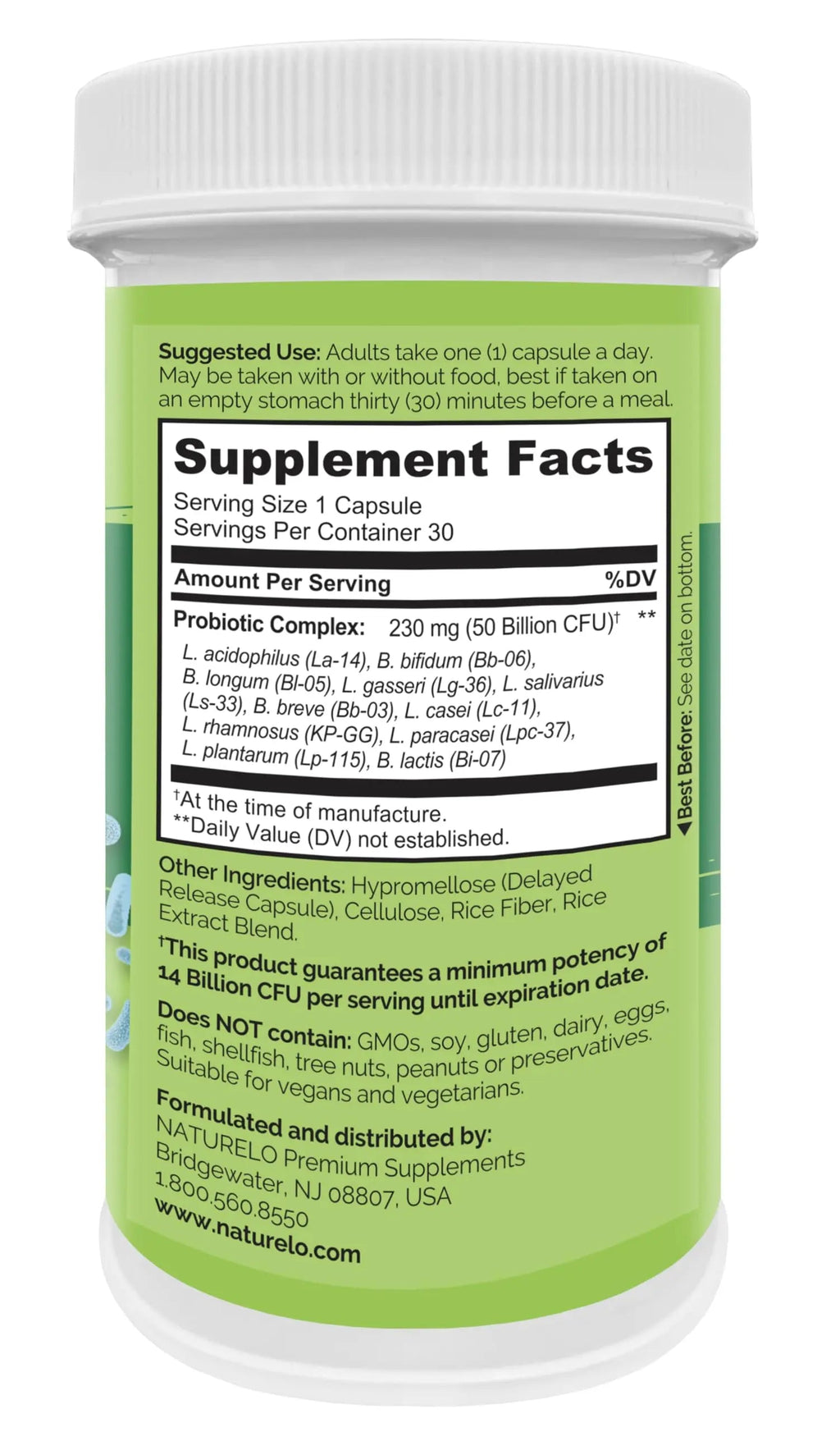 NATURELO Probiotic Supplement - 50 Billion CFU - 11 Strains - One Daily - Helps Support NATURELO Au supplements