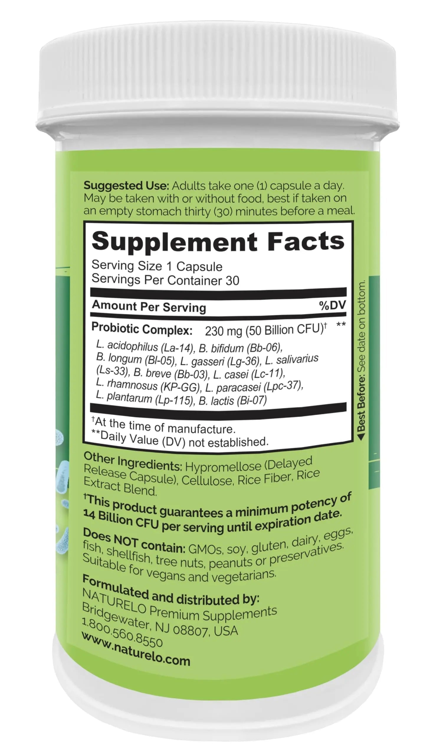 NATURELO Probiotic Supplement - 50 Billion CFU - 11 Strains - One Daily - Helps Support NATURELO Au supplements