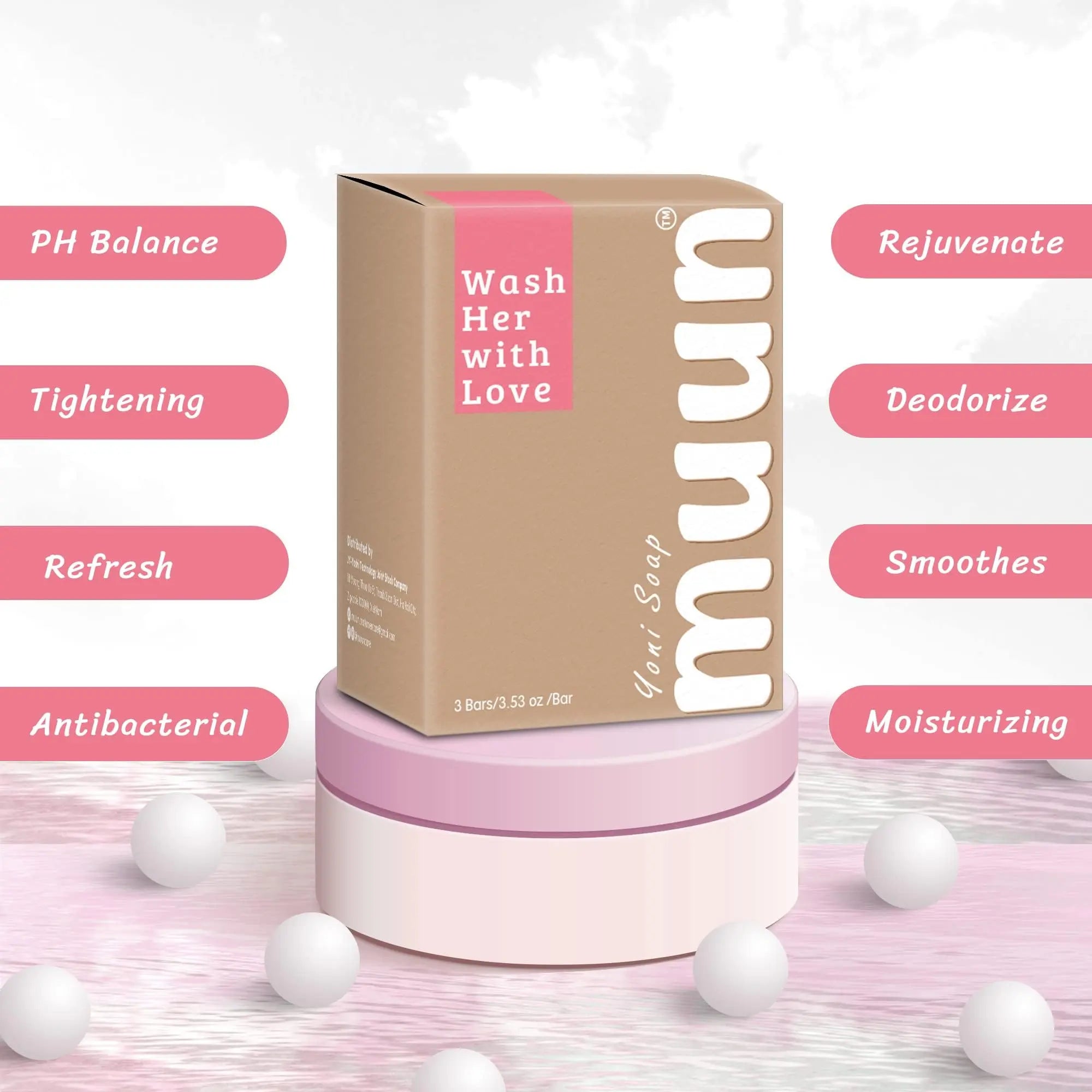 Muun Yoni Soap Bar - Pack 3 Ph Balance Probiotics & Natural Ingredients - Gentle Cleansing Formula Muun Au supplements