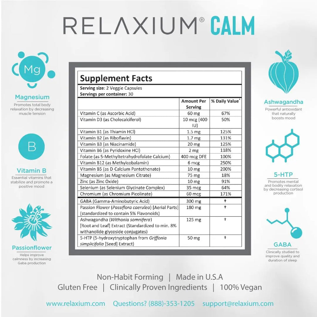 Relaxium Calm, Non-Habit Forming, Stress & Mood Support Supplement Relaxium Au supplements
