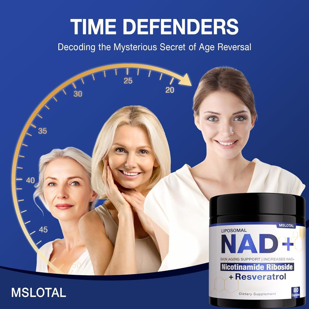 NAD+ Supplement - NAD Nicotinamide Riboside Resveratrol NAD Supplement 1000mg Pure Organic for Women and Men Anti-Aging, Energy, Focus, 80 Capsules MSLOTAL Au supplements