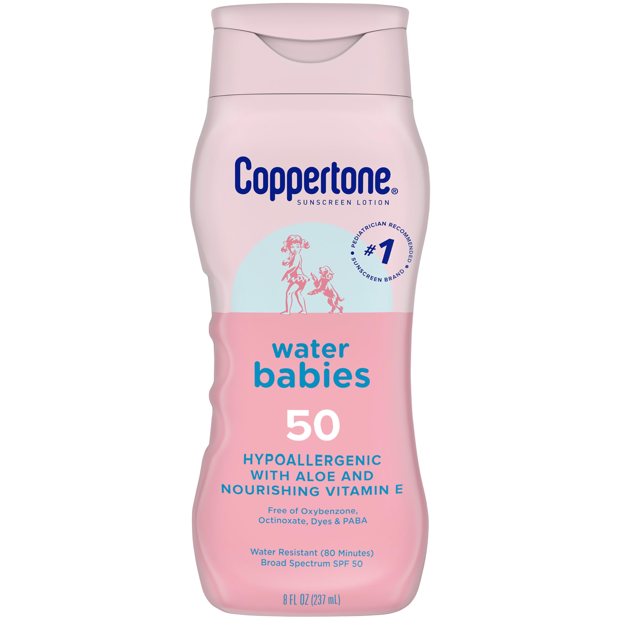 Coppertone WaterBabies Baby Sunscreen Lotion SPF 50, Hypoallergenic Sunscreen for Babies, Water Resistant