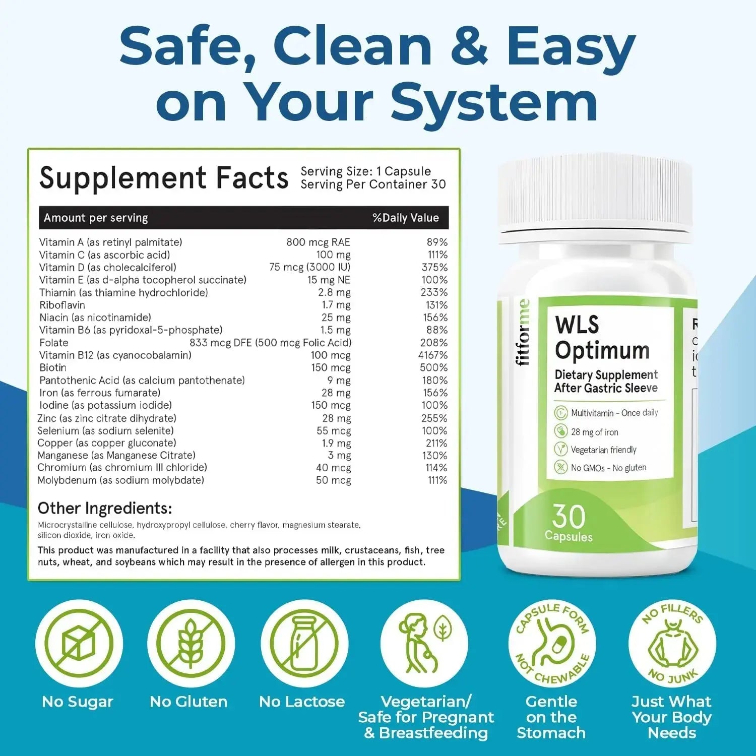 FitForMe Bariatric Multivitamin, Tailored for Gastric Sleeve Surgery – One-a-Day Capsule, 30-Day Supply, Easy-to-Swallow WLS Optimum Capsule FitForMe Au supplements