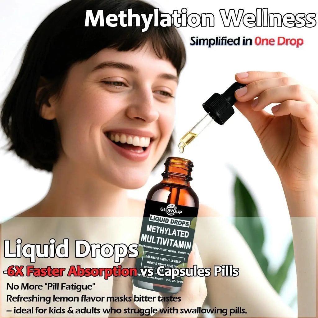 Multivitamin for Women & Men, Methylated Multivitamins & Multiminerals liquid Drops with Methylfolate B12 B2 Vitamin C E D3 K2 GLOVVUUP Au supplements