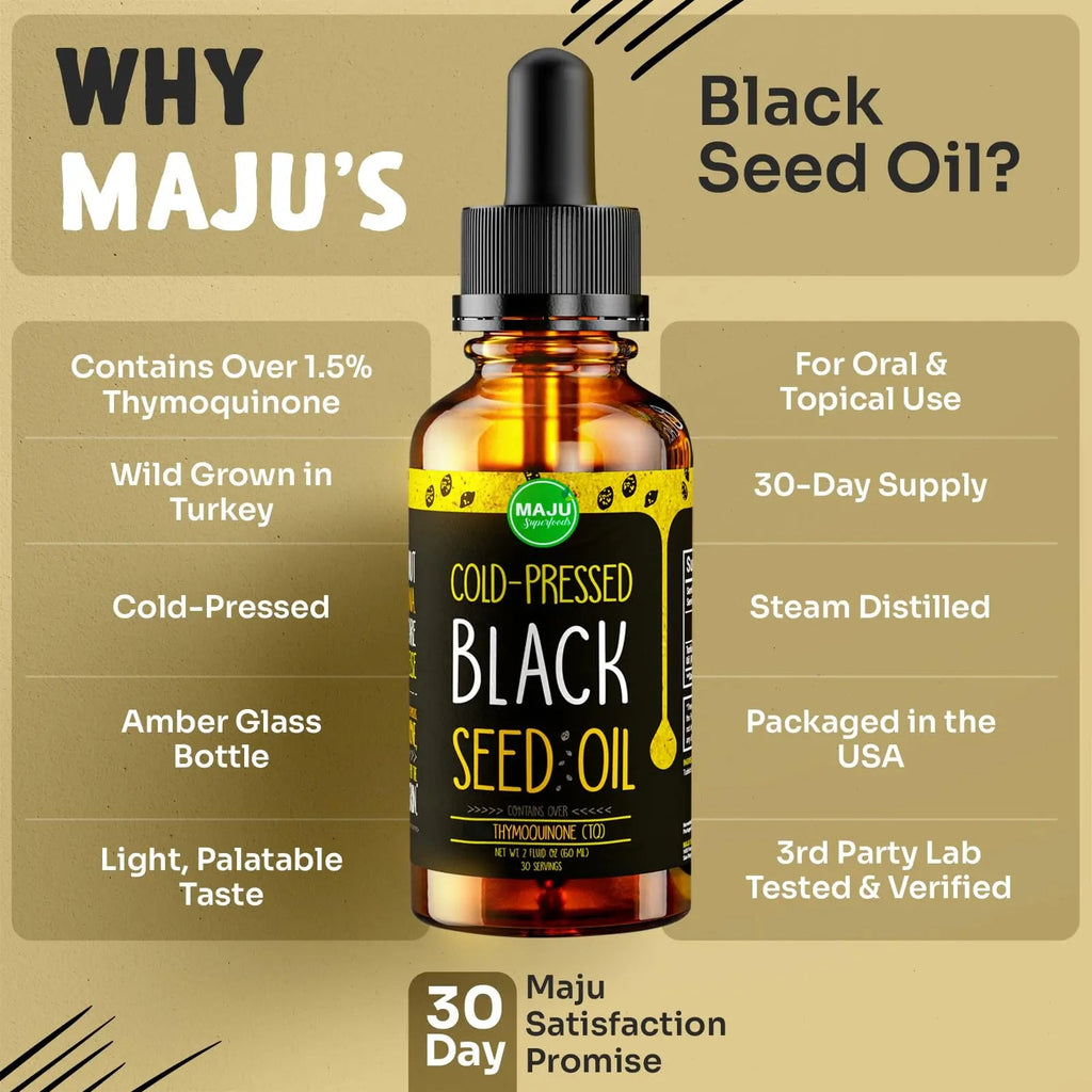 MAJU Black Seed Oil - 3 Times TQ, Cold-Pressed, Travel Size, 100% Turkish Black Cumin Maju Superfoods Au supplements