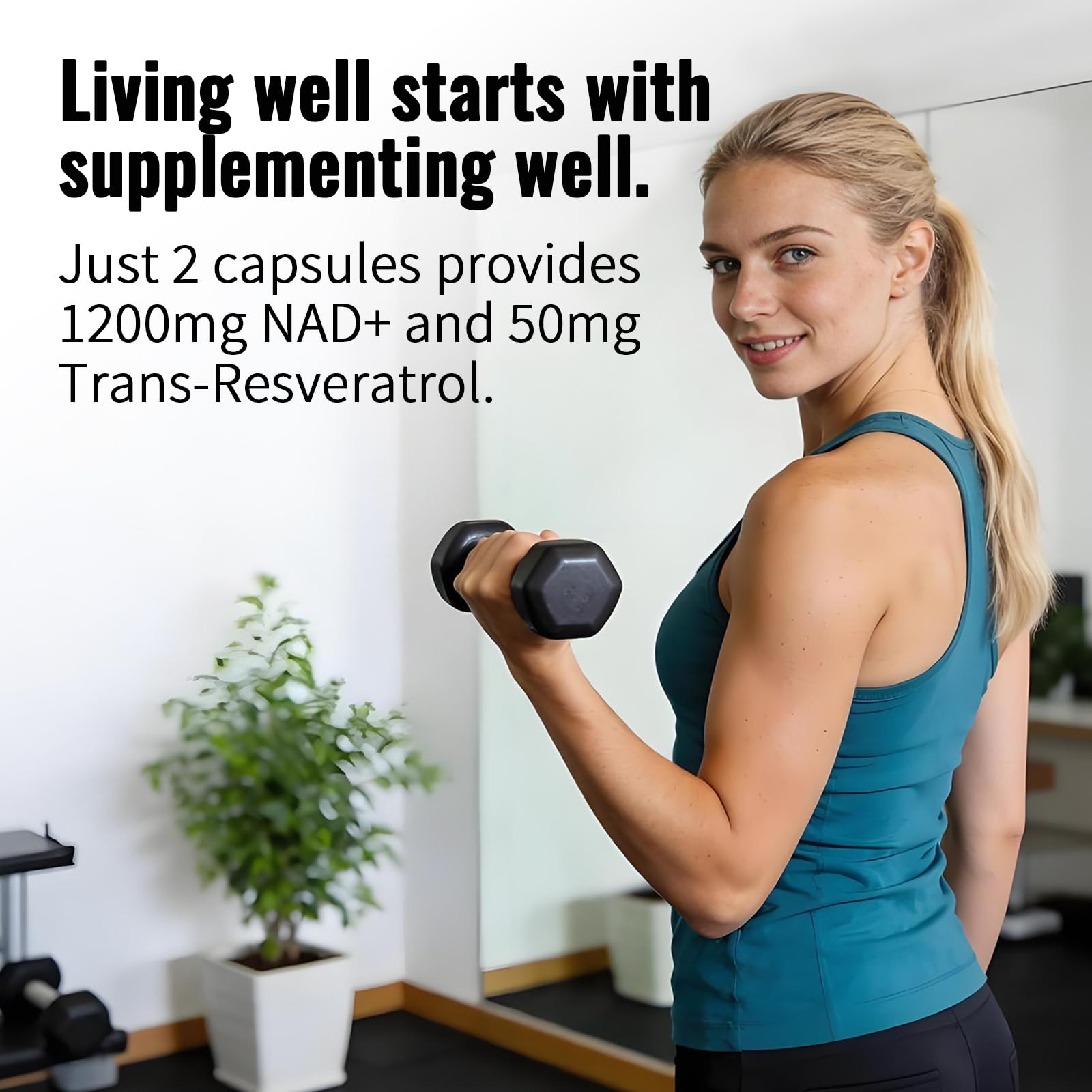 YMINGKJ NAD+ Supplement with Resveratrol 1200mg – Nicotinamide Adenine Dinucleotide & Trans-Resveratrol 50mg, Anti-Aging Cellular Energy & Metabolism Support, 60 Vegetarian Capsules (30 Servings) YMINGKJ Au supplements