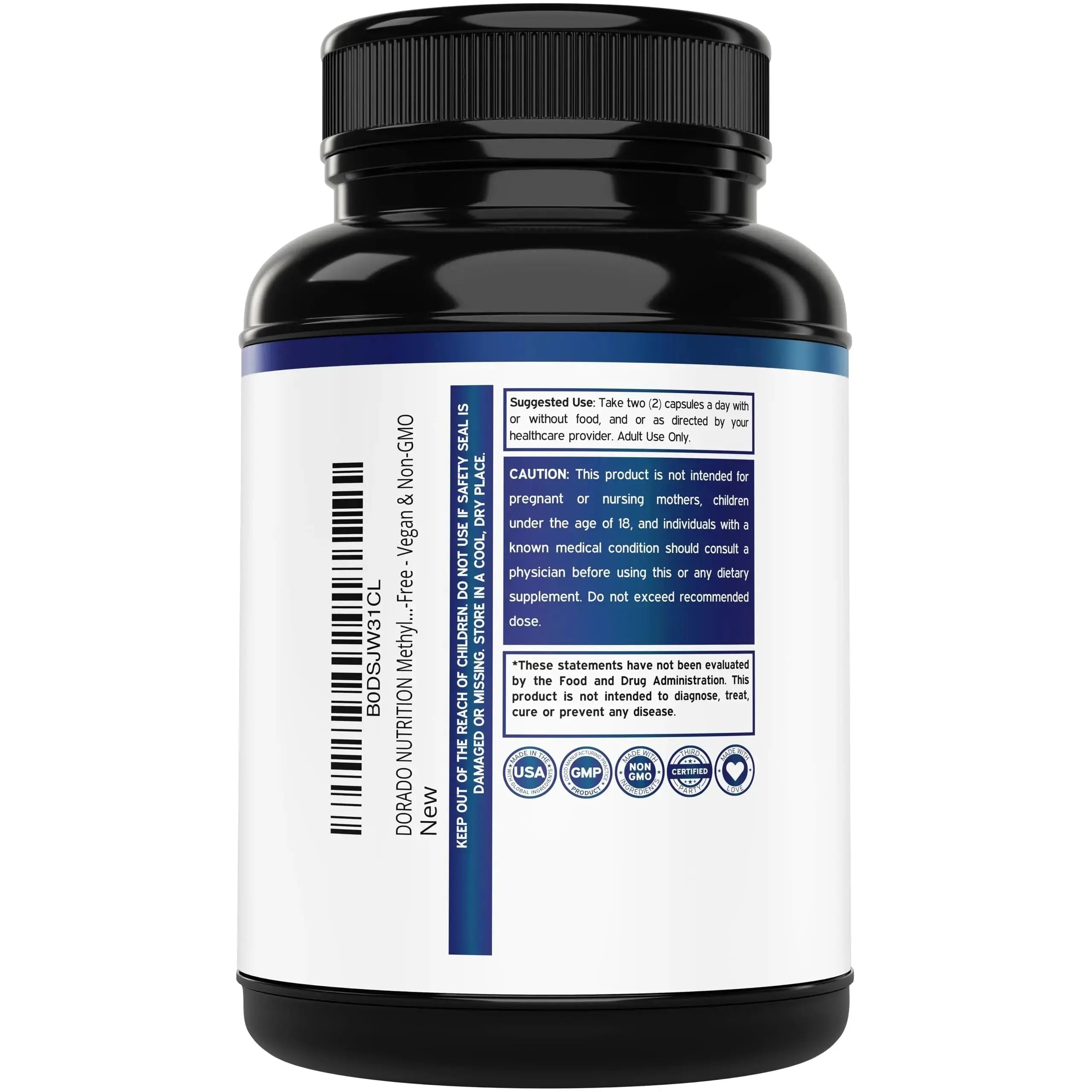 Methylated Multivitamin (Methylated and Activated Vitamins Only - Methylated B Complex with Trimethylglycine (TMG) and Methylfolate) DORADO NUTRITION Au supplements