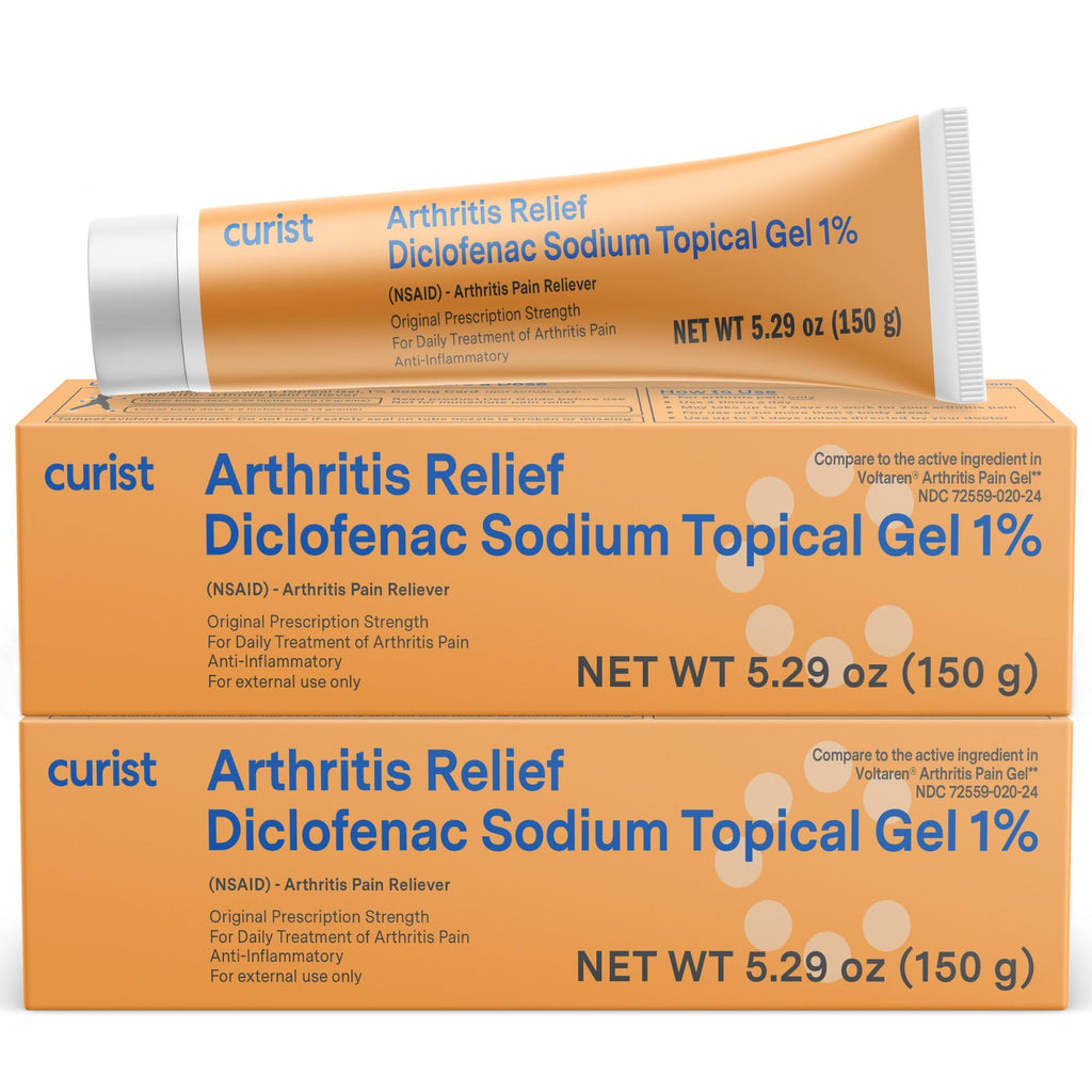 Curist Diclofenac Sodium Topical Gel 1 Percent 150g - Joint Pain Relief for Hand Pain, Foot, Knee Pain, Elbow, or Ankle Discomfort - 1% Gel - 2 Pack Curist Au supplements