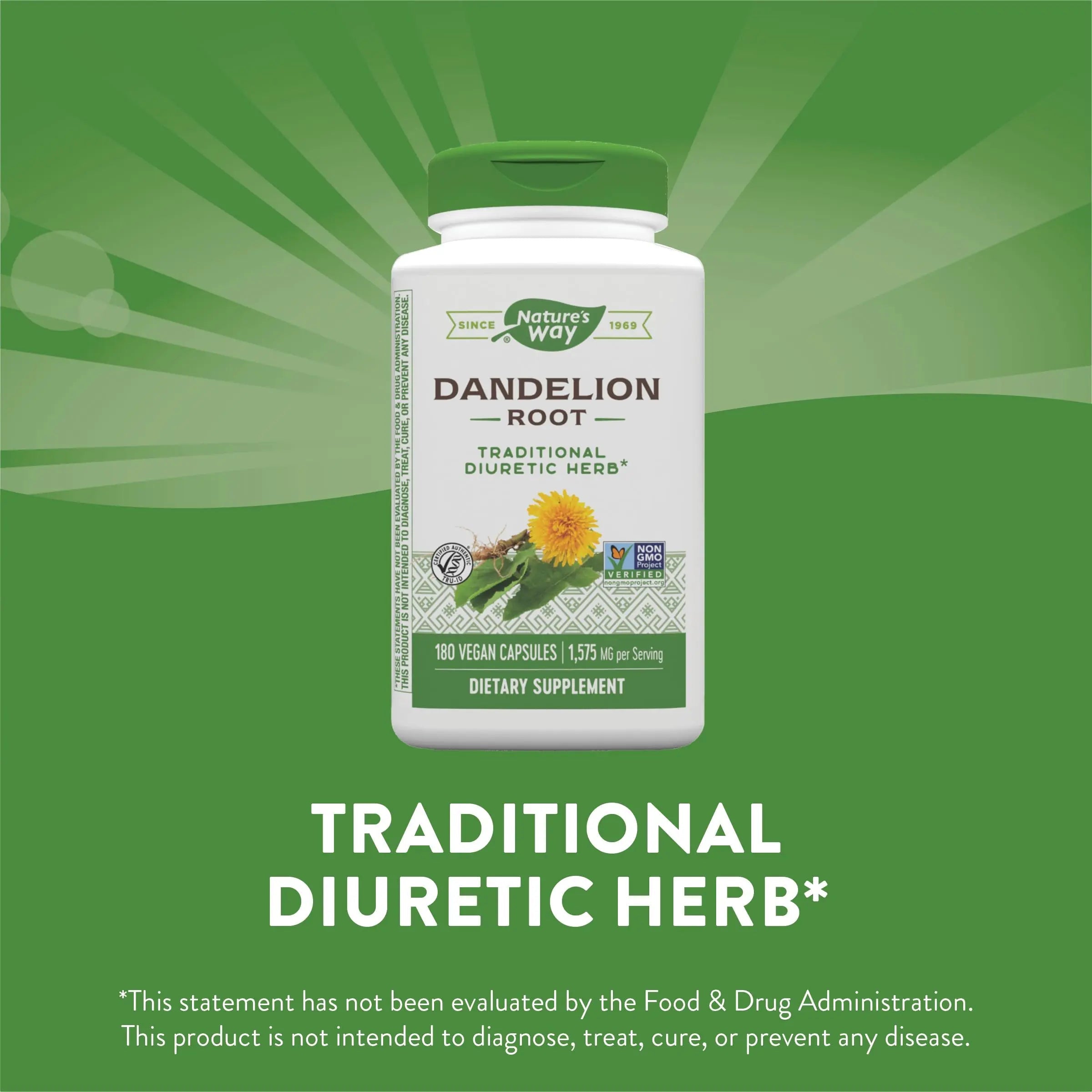 Nature's Way Dandelion Root Diuretic Herb* 525 mg per Capsule Non-GMO Nature's Way Au supplements