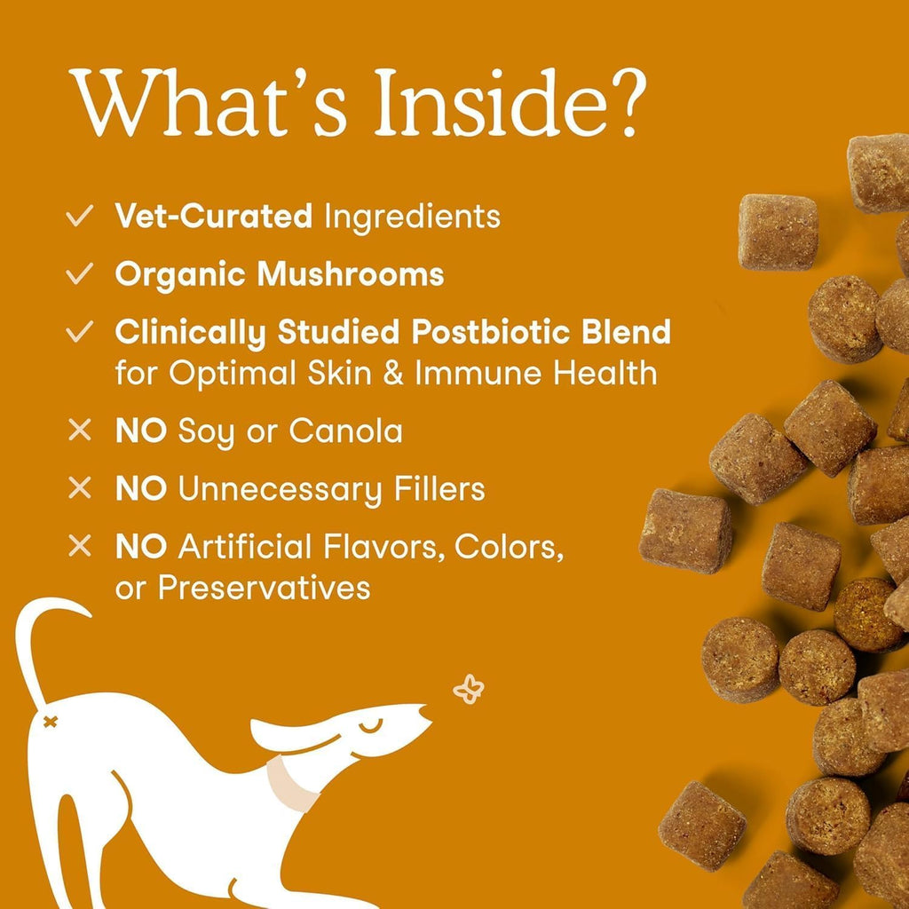 Fera Pets Dog Allergy and Immune Support with Organic Mushrooms, Postbiotics & Colostrum - Promotes Skin & Gut Health - Soothes Seasonal Allergy Symptoms - 30 Soft Chews Fera Pets Au supplements