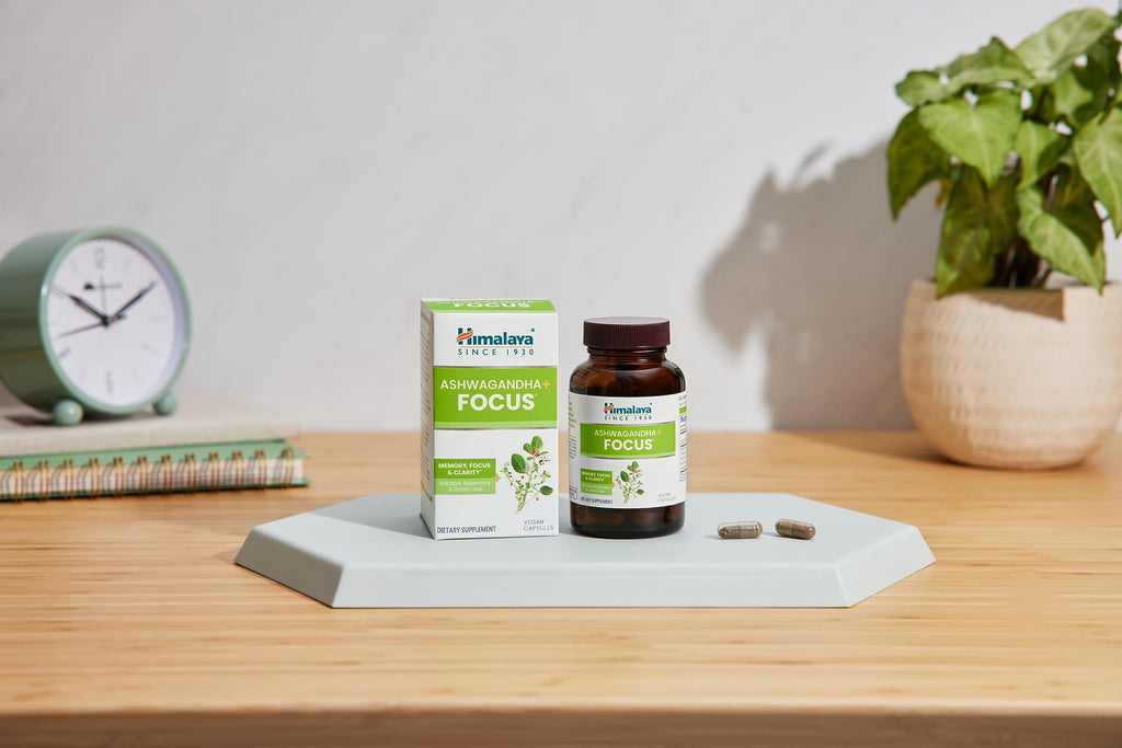 Himalaya Ashwagandha+ Focus - Herbal Focus Supplement with B12, Rosemary, Green Tea, and Bacopa Nootropics for Memory and Clarity - Vegan, Non-GMO, Gluten Free, 1690 mg, 60 Caplets Himalaya Au supplements