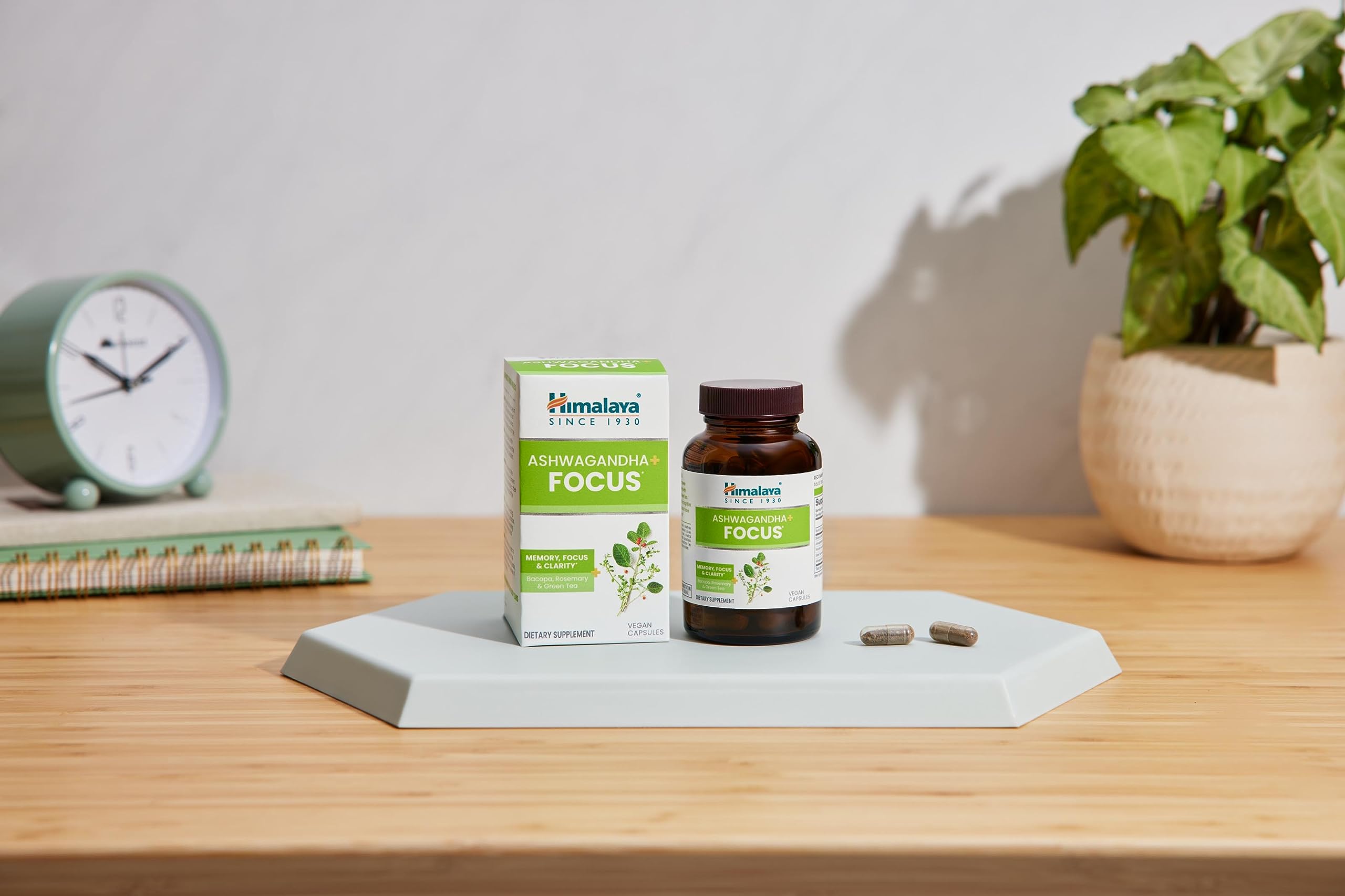 Himalaya Ashwagandha+ Focus - Herbal Focus Supplement with B12, Rosemary, Green Tea, and Bacopa Nootropics for Memory and Clarity - Vegan, Non-GMO, Gluten Free, 1690 mg, 60 Caplets Himalaya Au supplements