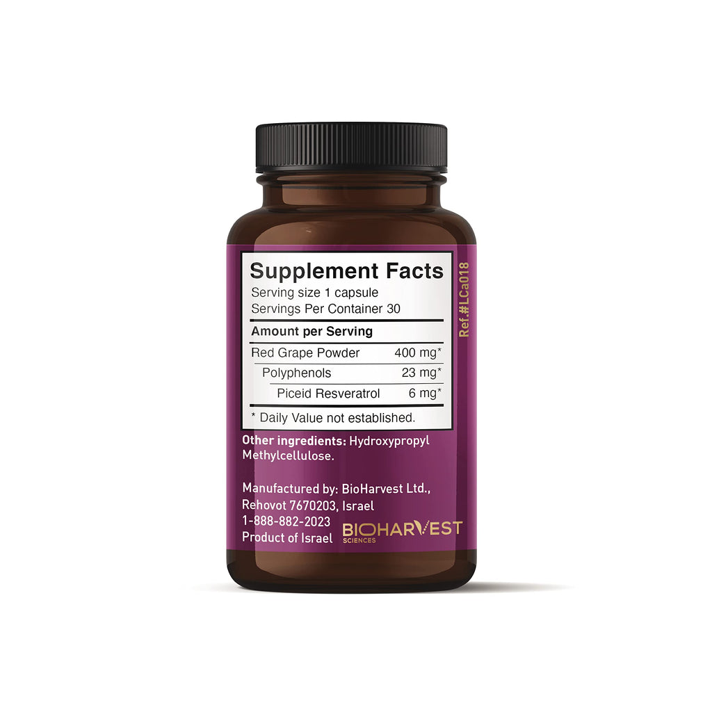 VINIA Piceid Resveratrol Supplement Capsules. Increases Blood Flow and Nitric Oxide. Blood Pressure and Heart Health Support