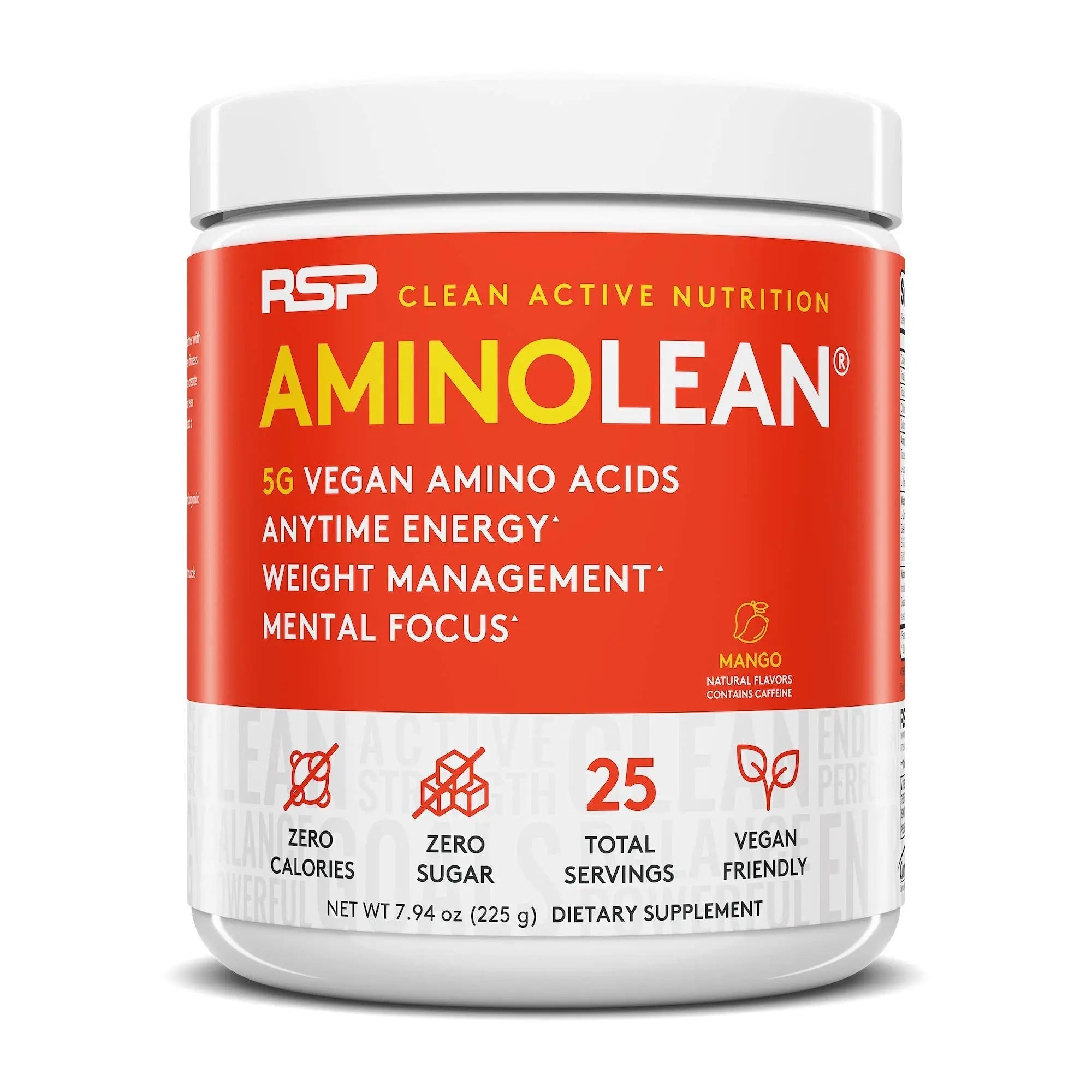 RSP NUTRITION Vegan AminoLean Pre Workout Energy (Mango 25 Servings) with AminoLean RSP NUTRITION Au supplements