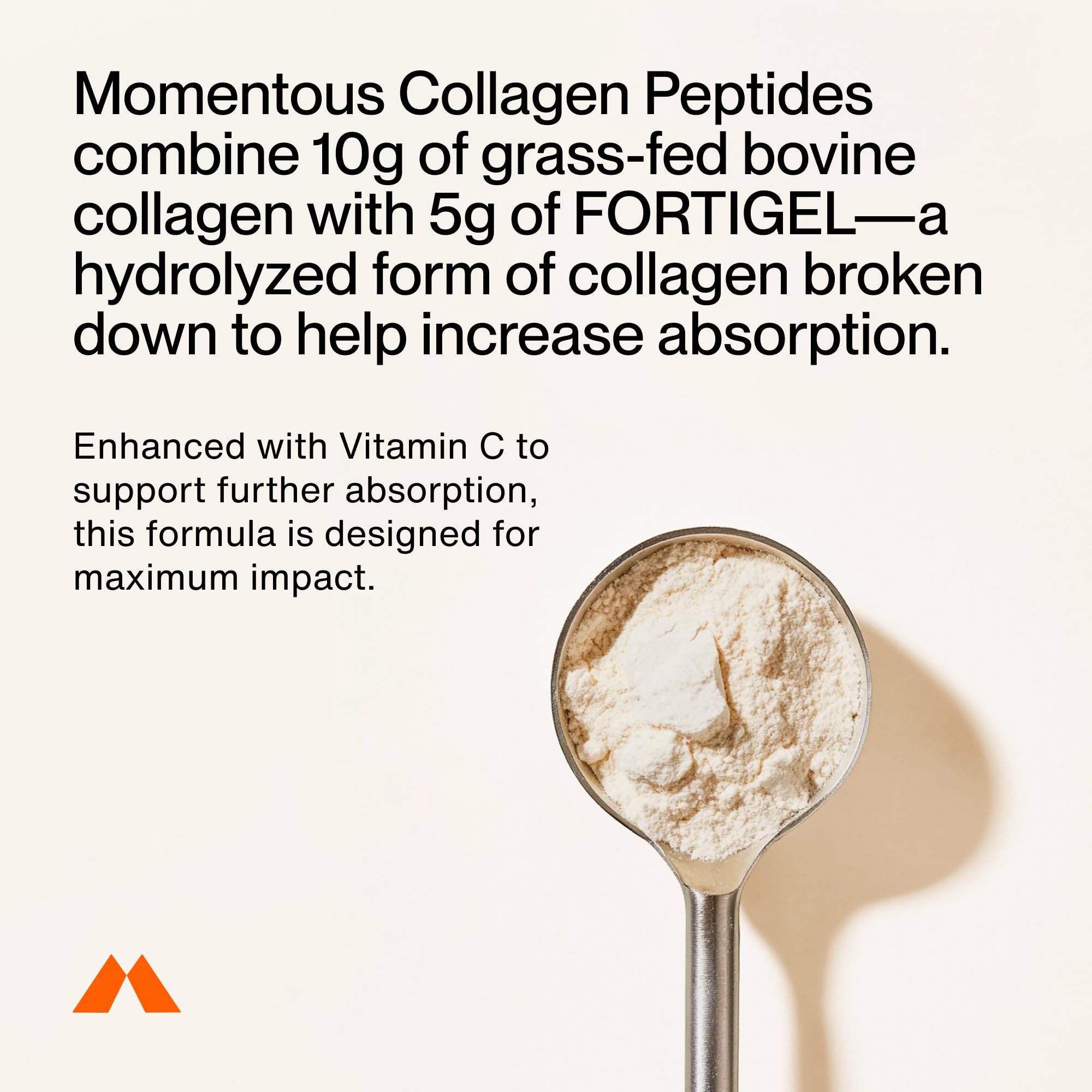 Momentous Grass-Fed Collagen Peptides Powder - Collagen Protein Powder with Fortigel & Vitamin C for Hair, Skin, Nails, & Joint Health Support