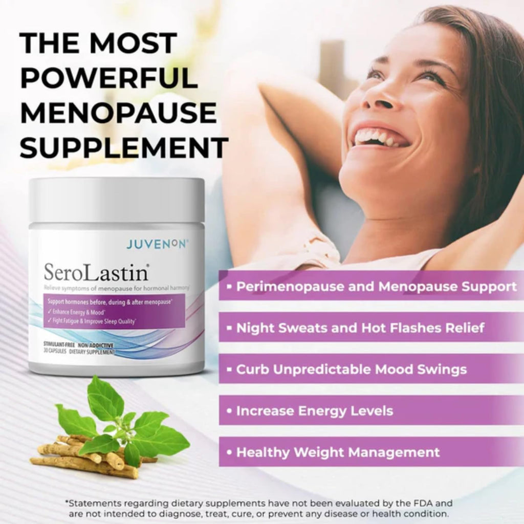 Juvenon Menopause Supplements for Women Mood Support, Hot Flashes Relief, Peri-Menopausal Support, Hormone Balance, Promote Calm, Energy, Clarity, Sleep, Natural Herbal Supplement, (30 Capsules) Juvenon Au supplements