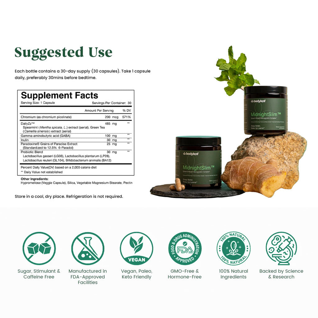 MidnightSlim™ | Advanced Nighttime Weight  | Maximum Strength Metabolism Support, Digestive Health, Peaceful Sleep | Premium Probiotic Complex | 30 Capsules