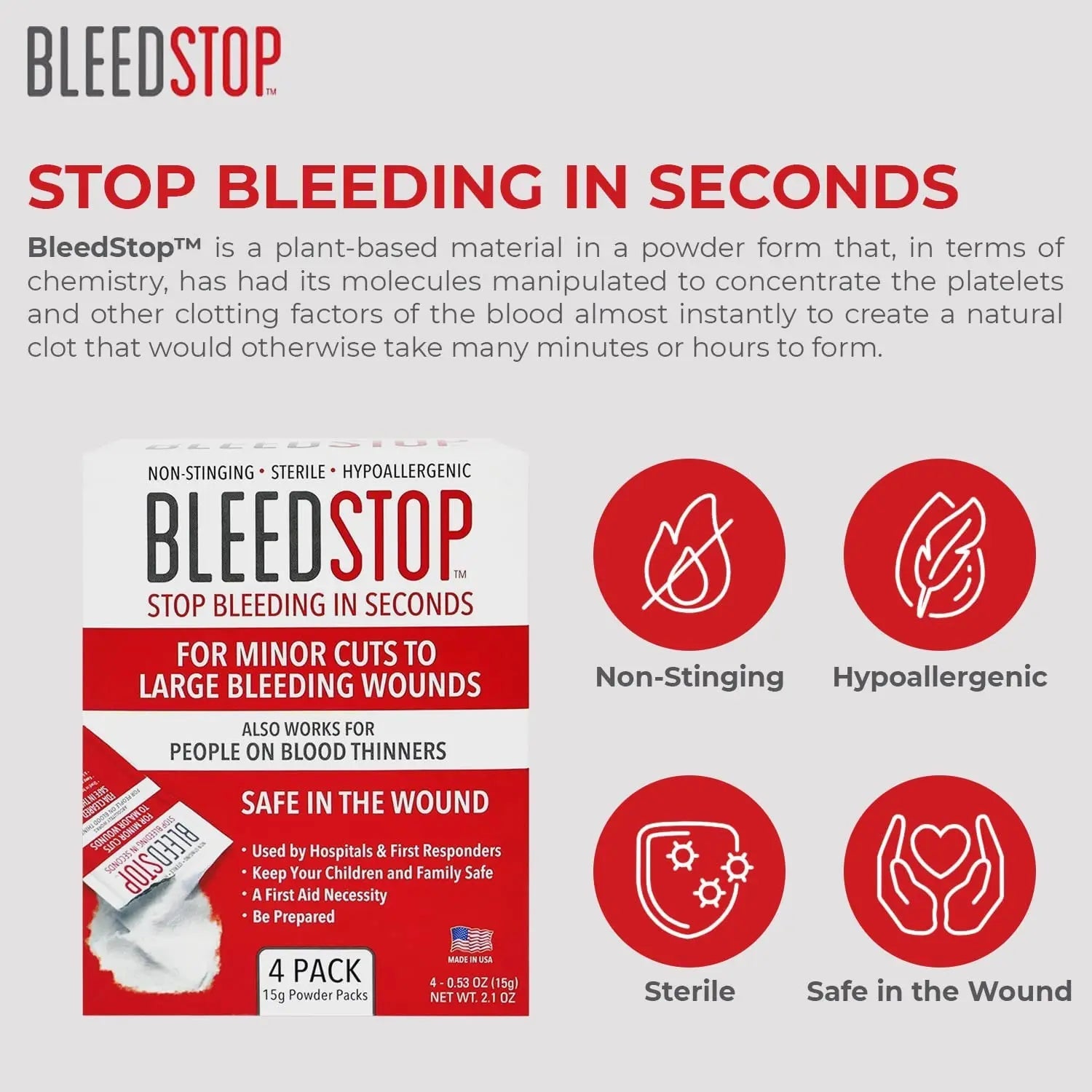BleedStop™ First Aid Powder for Blood Clotting, Trauma Kit, Blood Thinner BleedStop Au supplements