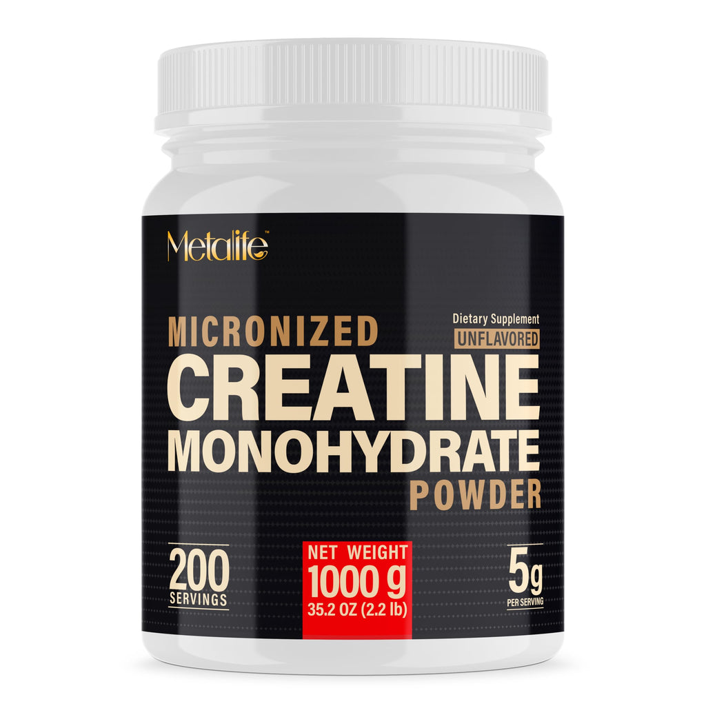 METALIFE 100% Pure Creatine Monohydrate Powder 200 Servings, Micronized Powder, Muscle Growth, Unflavored, Ideal for Athletes & Fitness Enthusiasts,
