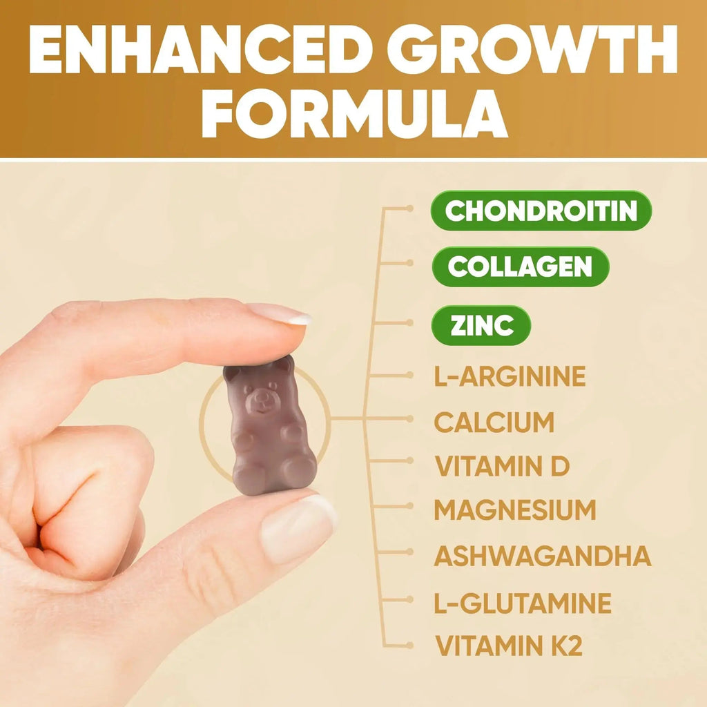 Height Growth Increase Vitamin Gummies, Calcium 100mg, Magnesium Glycinate 30mg, Zinc, Ashwagandha, Vitamin K2 D3 25mg Grow Tall Maximizer Supplement HighSpot Au supplements