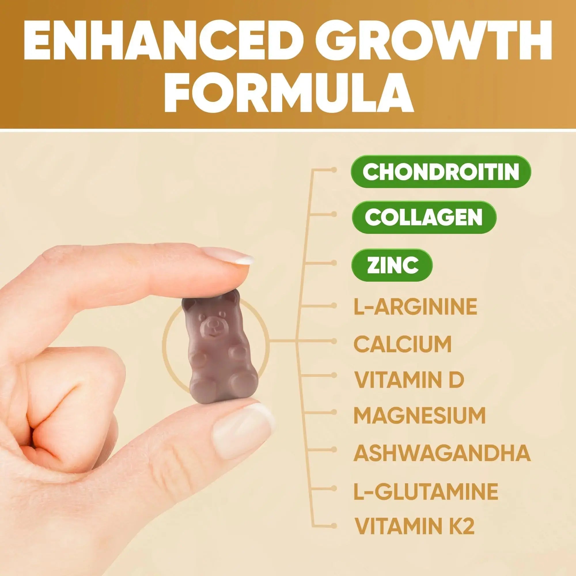 Height Growth Increase Vitamin Gummies, Calcium 100mg, Magnesium Glycinate 30mg, Zinc, Ashwagandha, Vitamin K2 D3 25mg Grow Tall Maximizer Supplement HighSpot Au supplements