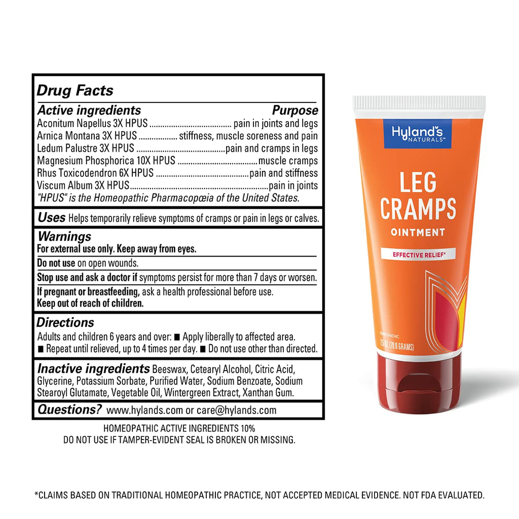 Hyland's Leg Cramps Ointment, Arnica Gel Leg Cramp Relief, Natural Relief of Calf, Leg and Foot Cramp, 2.5 oz Hyland's Au supplements