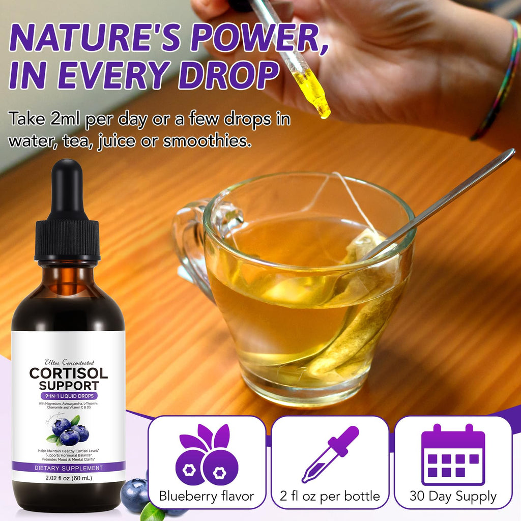 ZIXBMHYJ Cortisol Supplement for Women, Cortisol Support Liquid Drops with Ashwagandha, Magnesium & L-Theanine - Supports Stress Relief, Mood & Relaxation - 2.02 fl oz ZIXBMHYJ Au supplements