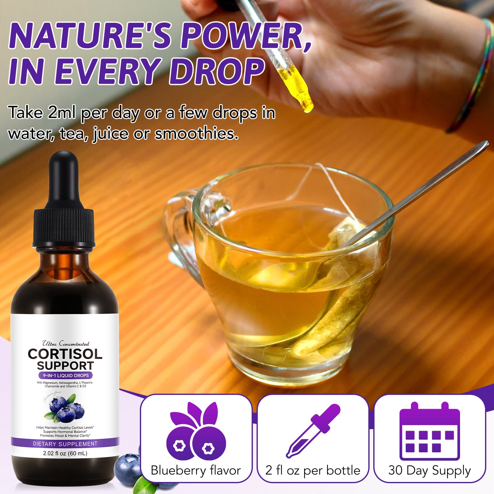 ZIXBMHYJ Cortisol Supplement for Women, Cortisol Support Liquid Drops with Ashwagandha, Magnesium & L-Theanine - Supports Stress Relief, Mood & Relaxation - 2.02 fl oz ZIXBMHYJ Au supplements