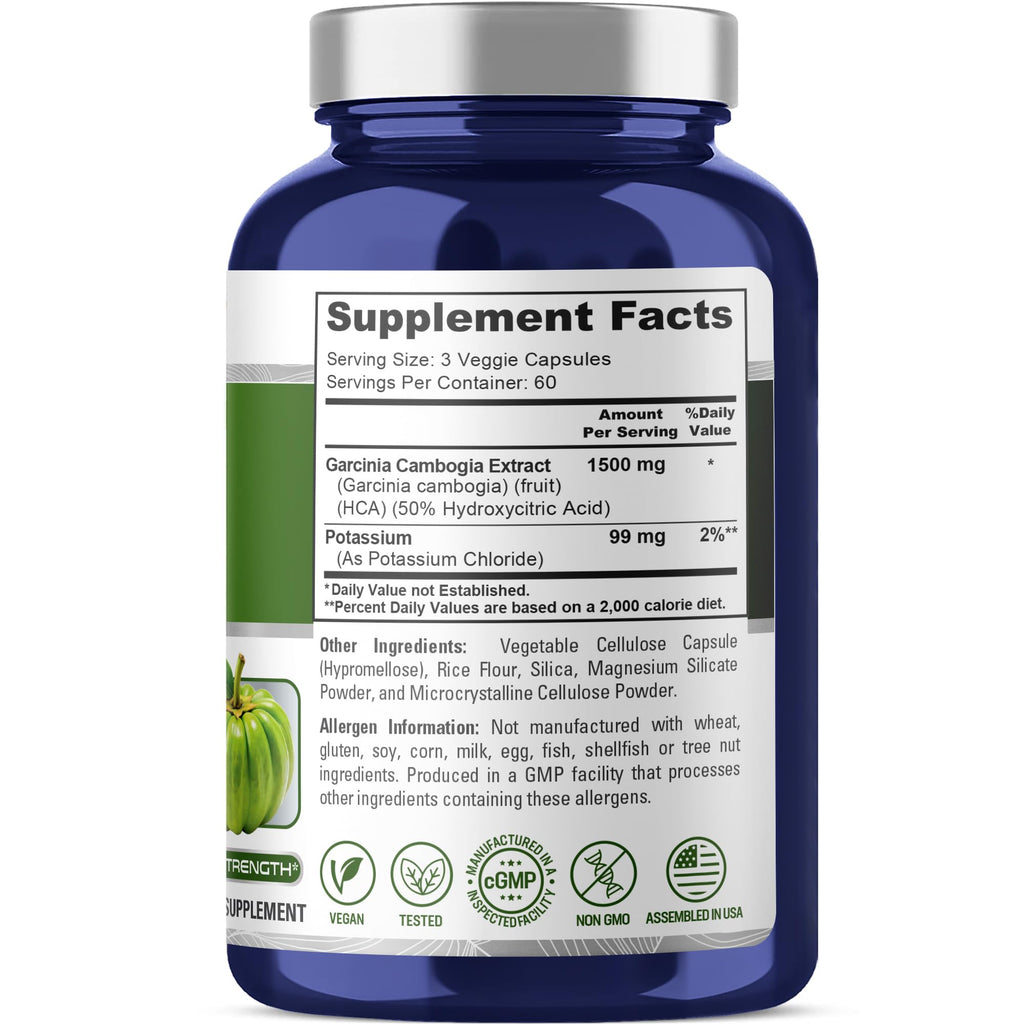 NusaPure Garcinia Cambogia 180 Veggie Capsules 1500mg (Vegetarian, Non-GMO, Vegan) NusaPure Au supplements