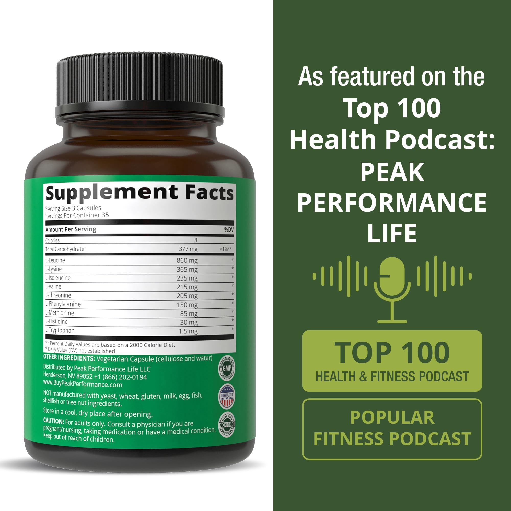 All 9 Essential Amino Acids Supplement. Capsules with 3X More Leucine for Muscle Recovery, Growth. EAA Supplement Better Than BCAA / BCAAS Branched Chain Aminos Acid.
