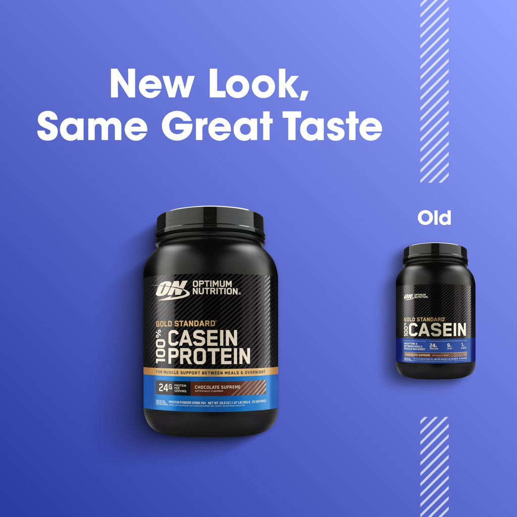 Optimum Nutrition Gold Standard 100% Micellar Casein Protein Powder, Slow Digesting, Helps Keep You Full, Overnight Muscle Recovery, Chocolate Supreme, 2 Pound (Packaging May Vary)