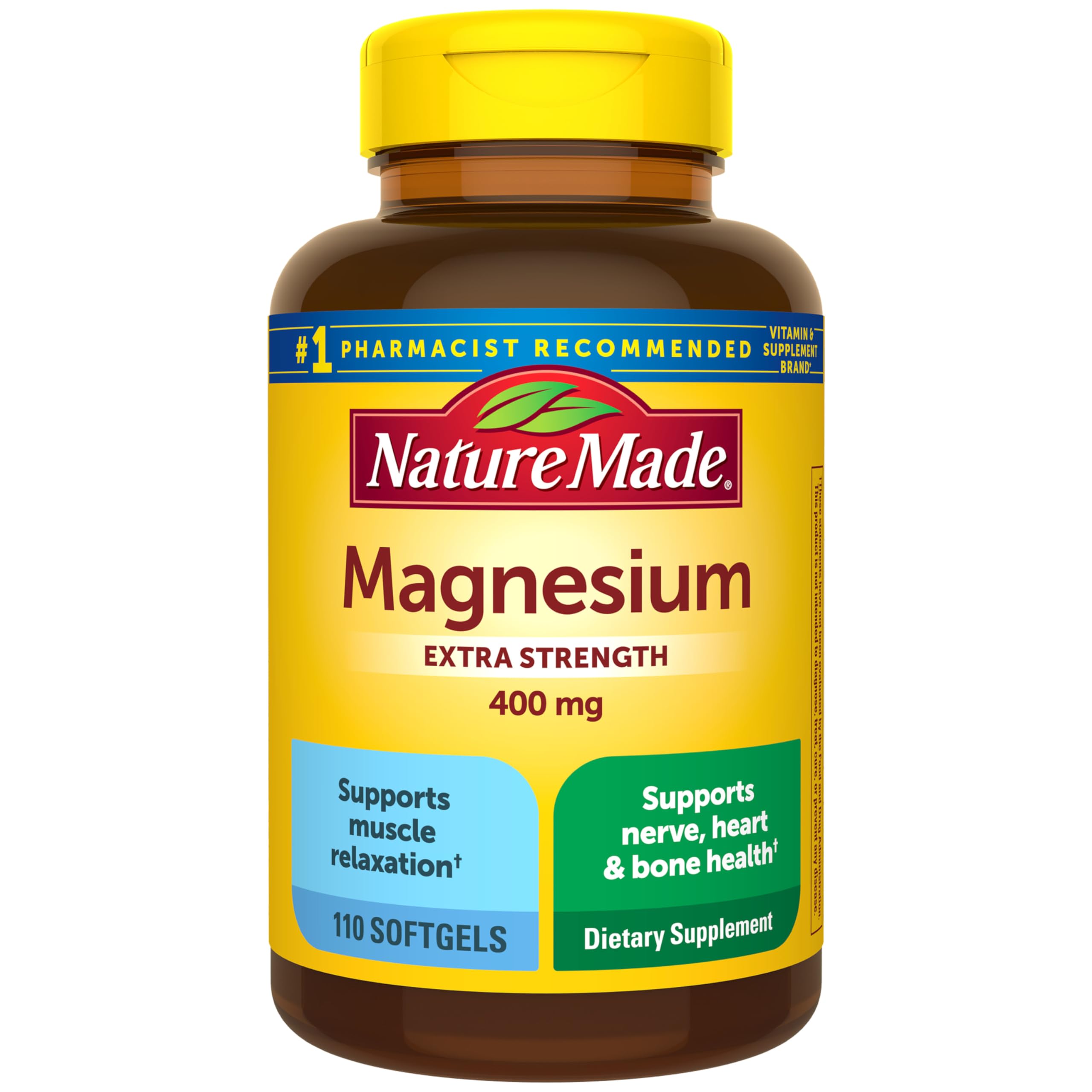Nature Made Magnesium Oxide 400 mg Softgels, Extra Strength Magnesium Supplements for Men and Women, Support for Muscle, Nerve, Bone and Heart, 110 Day Supply Nature Made Au supplements
