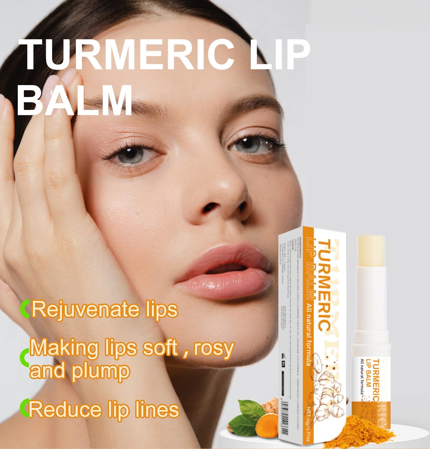 Turmeric Lip Balm for Smokers With Root Oil - Brightening for Dark Lips, Long-Lasting Moisturizer for Dry