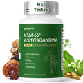 GlowEver KSM-66 Ashwagandha Supplements with L-Theanine Moringa Organic Mushrooms Complex Ginseng Ginkgo Biloba - Mood & Energy Support, Cortisol Manager, Immune Support, 60 Vegan Capsules GlowEver Au supplements