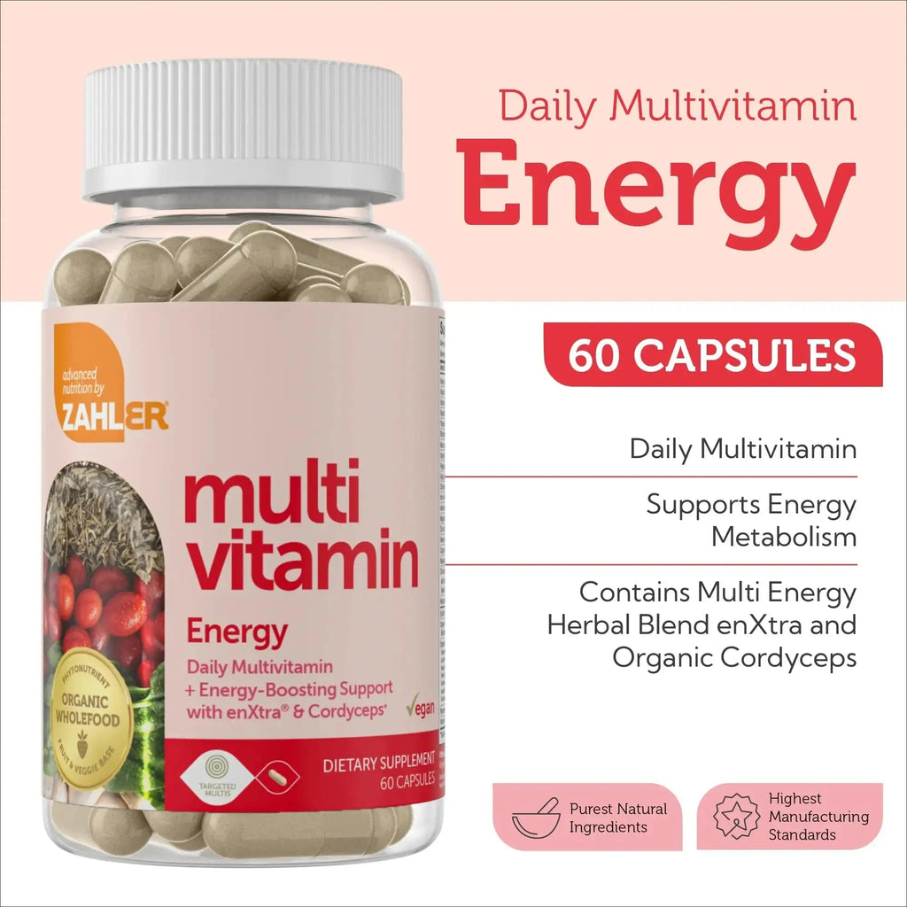Zahler - Daily Multivitamin for Women & Men with Energy Vitamins, Minerals & Iron (60 Count) Kosher Men & Womens Multivitamins for Healthy Energy Zahler Au supplements