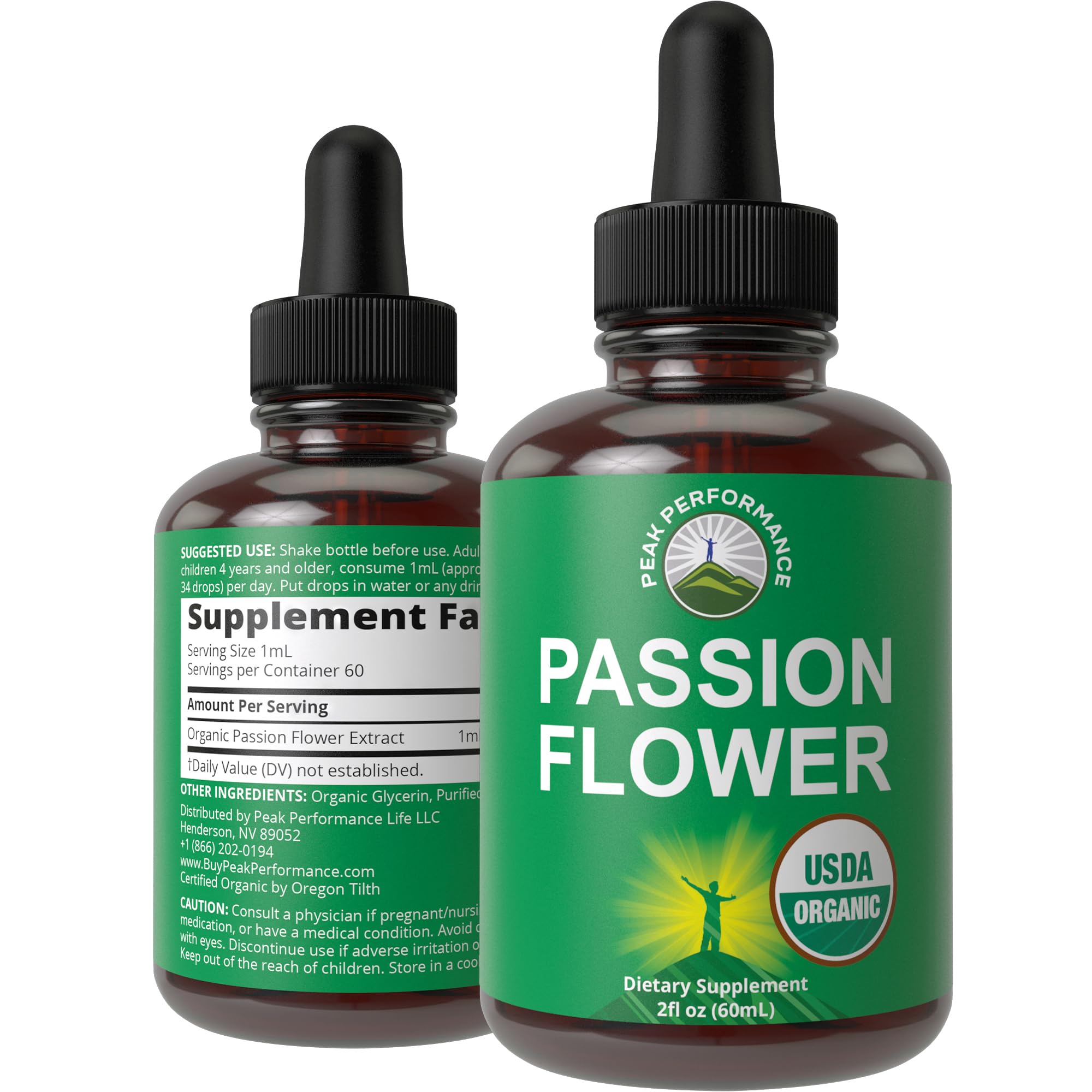 USDA Organic Passion Flower Extract Vegan Liquid Drops with High Bioavailability for Women and Men. Organic Passionflower Supplement with Zero Sugar and Gluten Free. for Calm, Relaxation Support. Peak Performance Au supplements