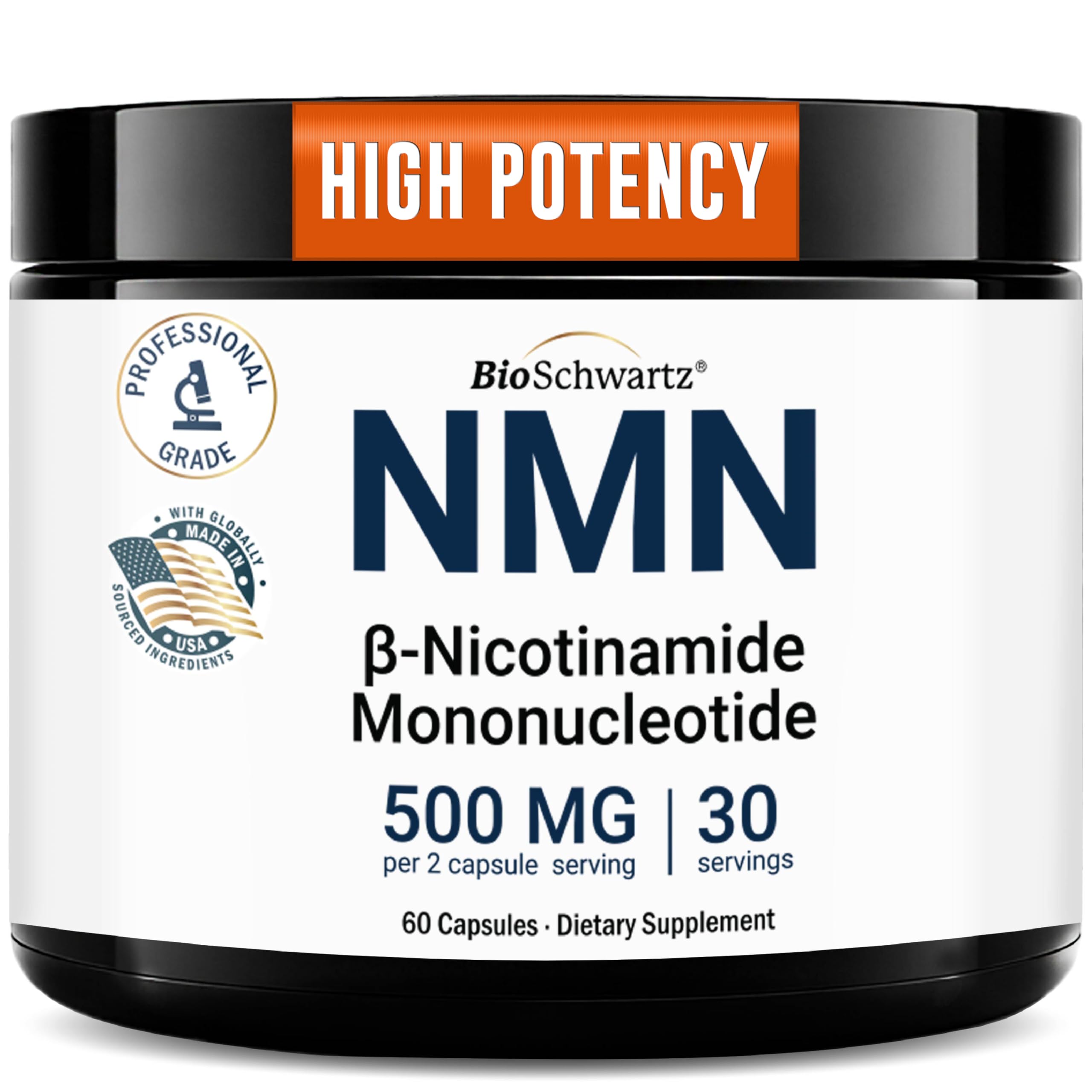 BioSchwartz NMN Supplement - 500mg Nicotinamide Mononucleotide - 30 Servings, 60 Capsules - Made in The USA with Premium Globally Sourced Ingredients, Third-Party Tested, Gluten-Free NMN Supplement BioSchwartz Au supplements