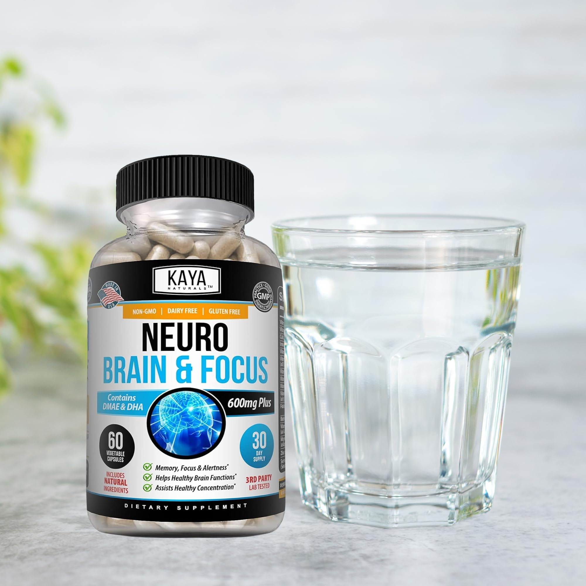 Kaya Naturals - Neuro Brain for Memory & Focus - Nootropic Energy Capsule - Nootropic Brain Support Supplement - Focus & Concentration & Learning Accuracy - Cognitive Function - 60 Count Kaya Naturals Au supplements