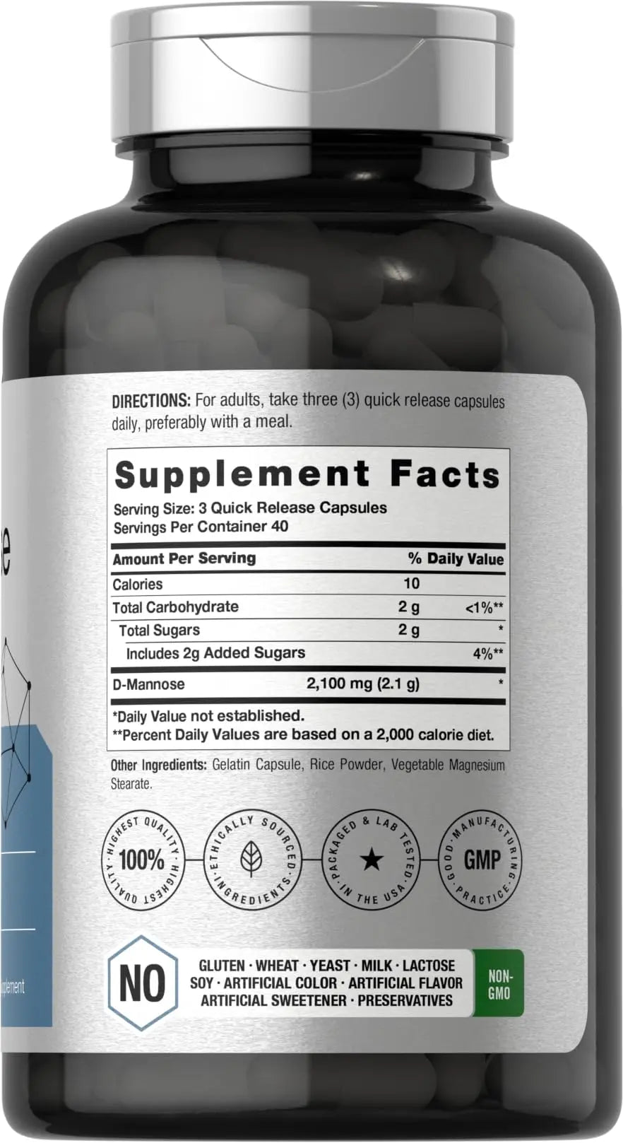 Horbäach D-Mannose Supplement 2100mg | 120 Capsules | Pills for Women and Men | Non-GMO & Gluten Free Horbäach Au supplements