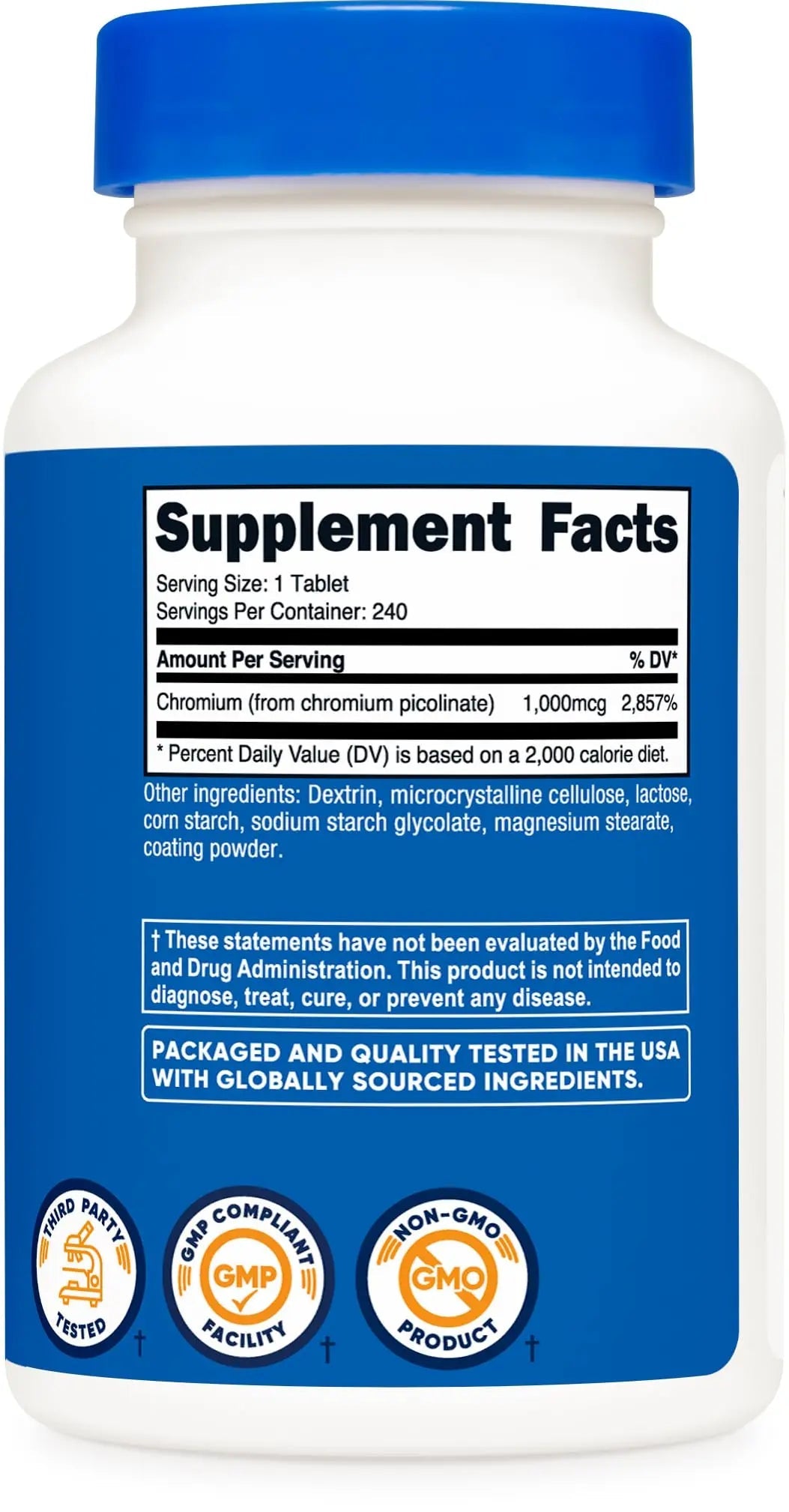 Nutricost Chromium 1000mcg, 240 Tablets - Gluten Free, Non-GMO Nutricost Au supplements